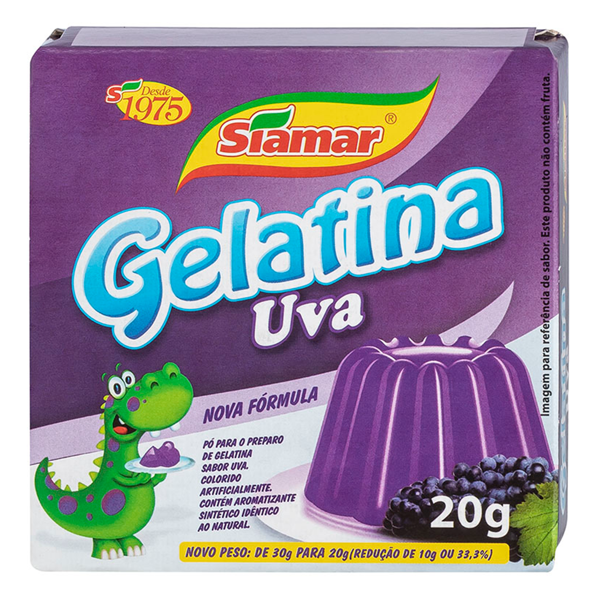 Gelatina em P&oacute; Uva Siamar Caixa 20g