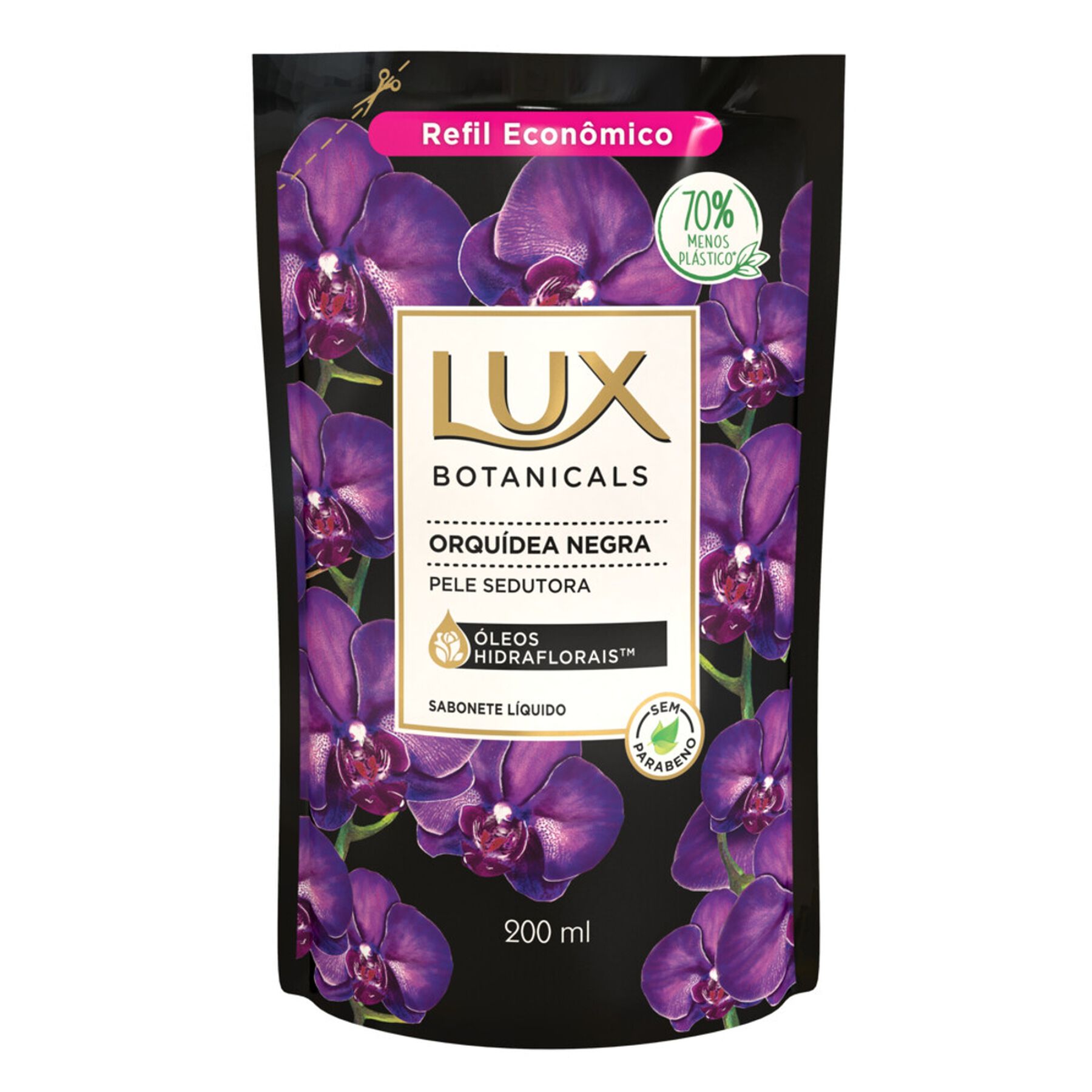Sabonete Líquido Orquídea Negra Lux Botanicals Sachê 200ml Refil
