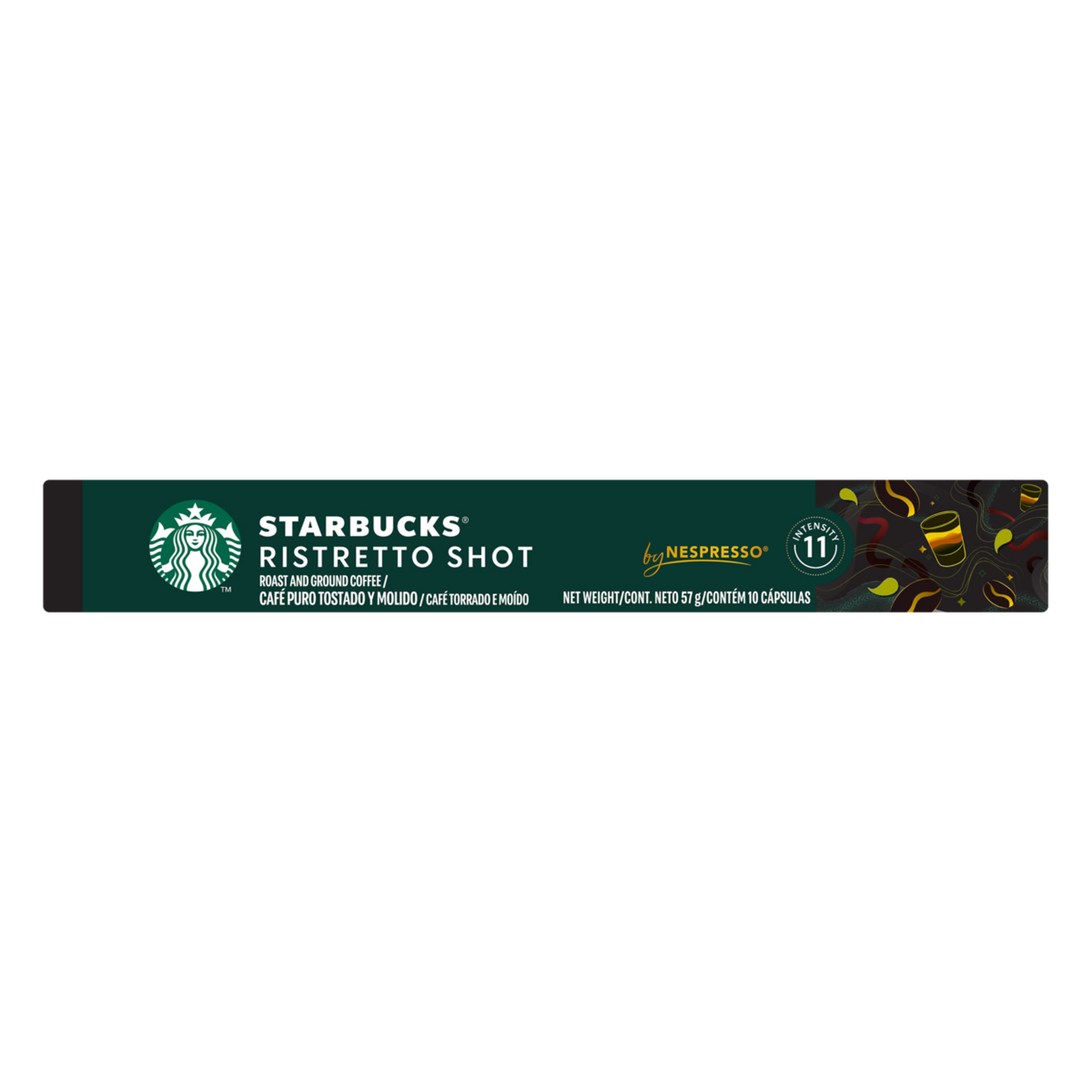 Caf&eacute; em C&aacute;psula Torrado e Mo&iacute;do Ristretto Shot Starbucks Caixa 57g C/10 Unidades
