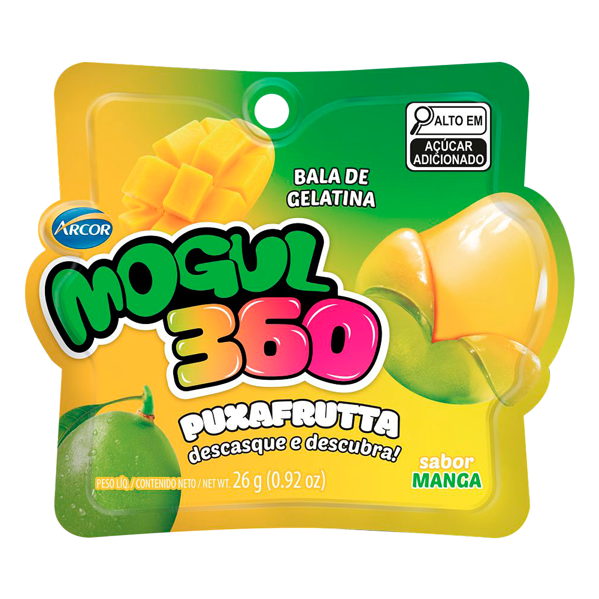 Bala de Gelatina PuxaFrutta Manga Mogul 360 Arcor 26g