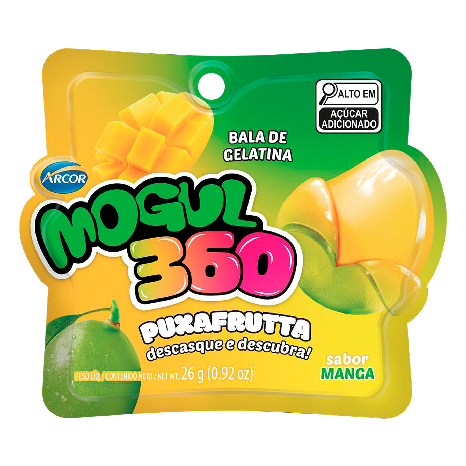 Bala de Gelatina PuxaFrutta Manga Mogul 360 Arcor 26g