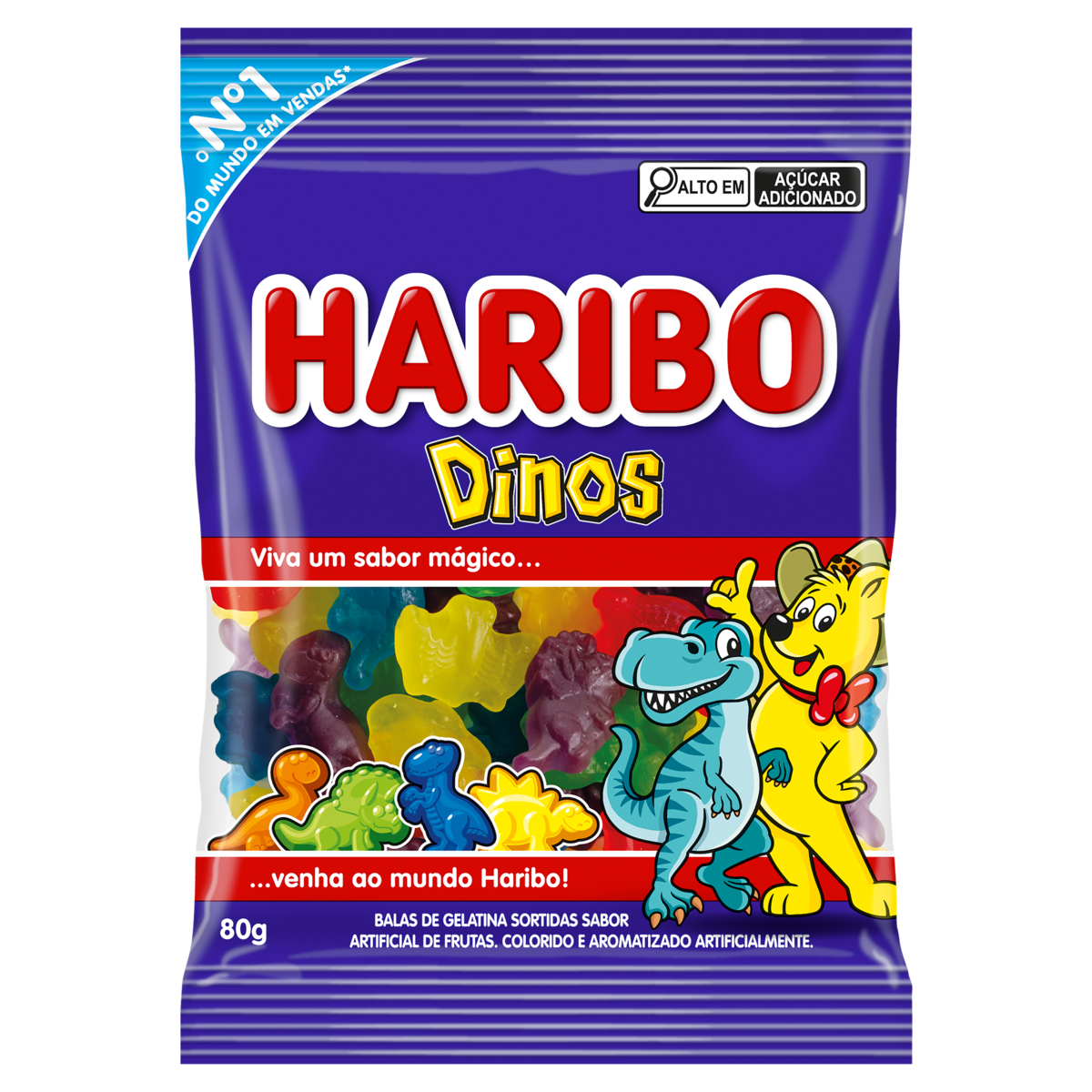 Bala de Gelatina Dinos Haribo Pacote 80g