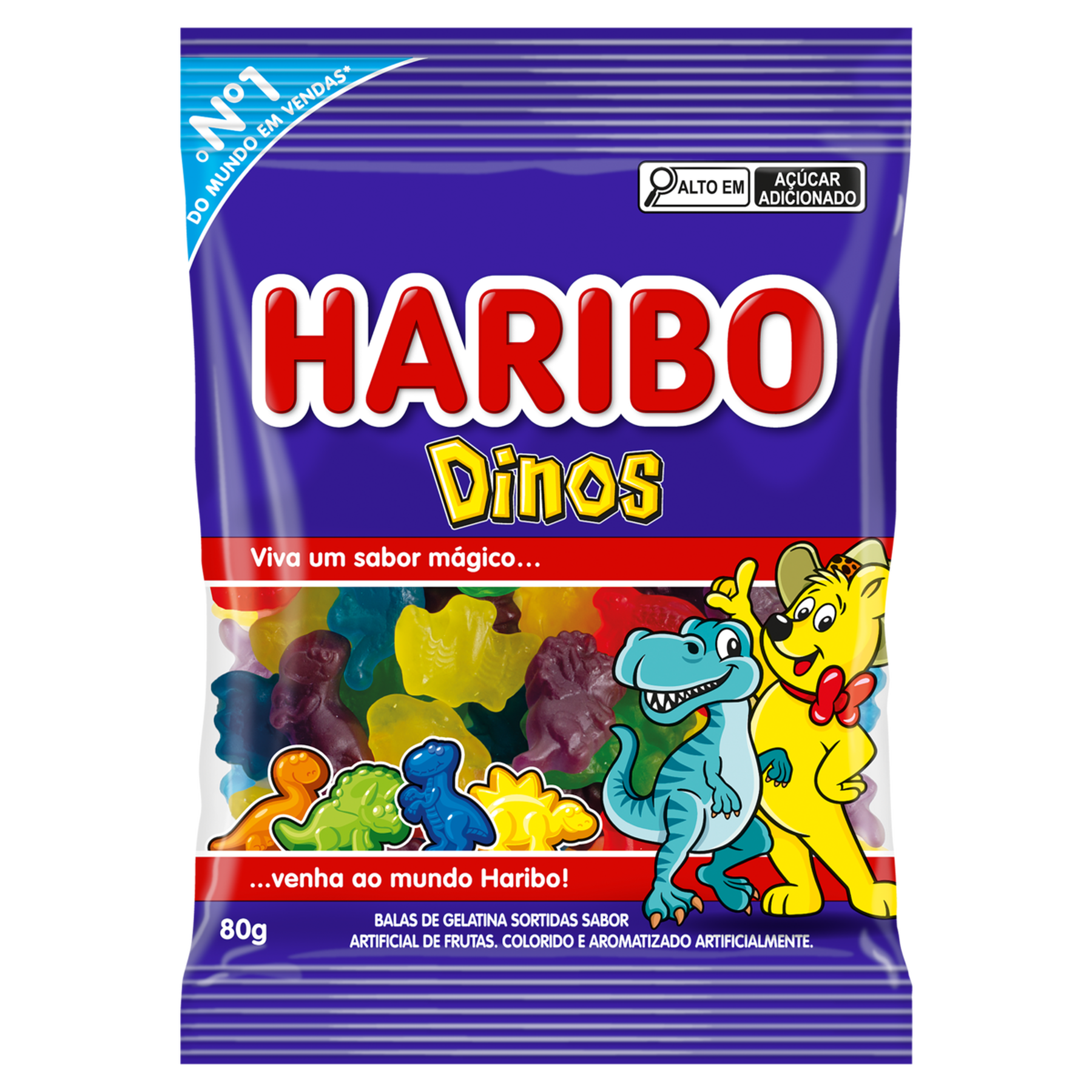 Bala de Gelatina Dinos Haribo Pacote 80g