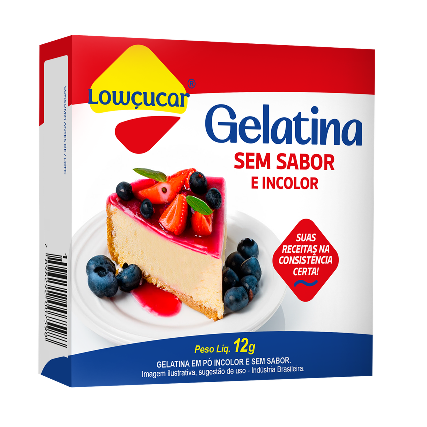 Gelatina Sem Sabor Incolor Lowçucar 12g