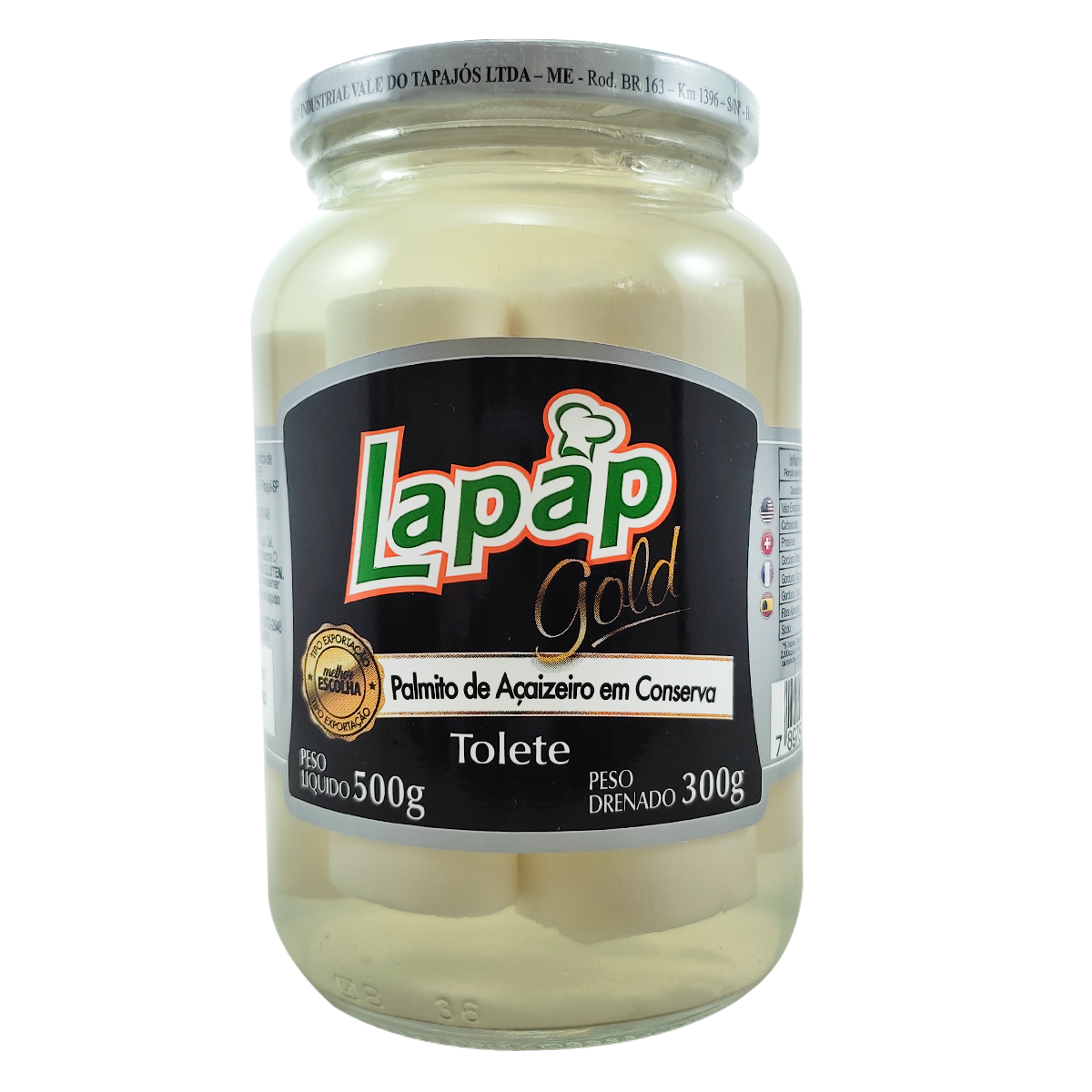 Palmito A&ccedil;a&iacute; Tolete Lapap Vidro 300g