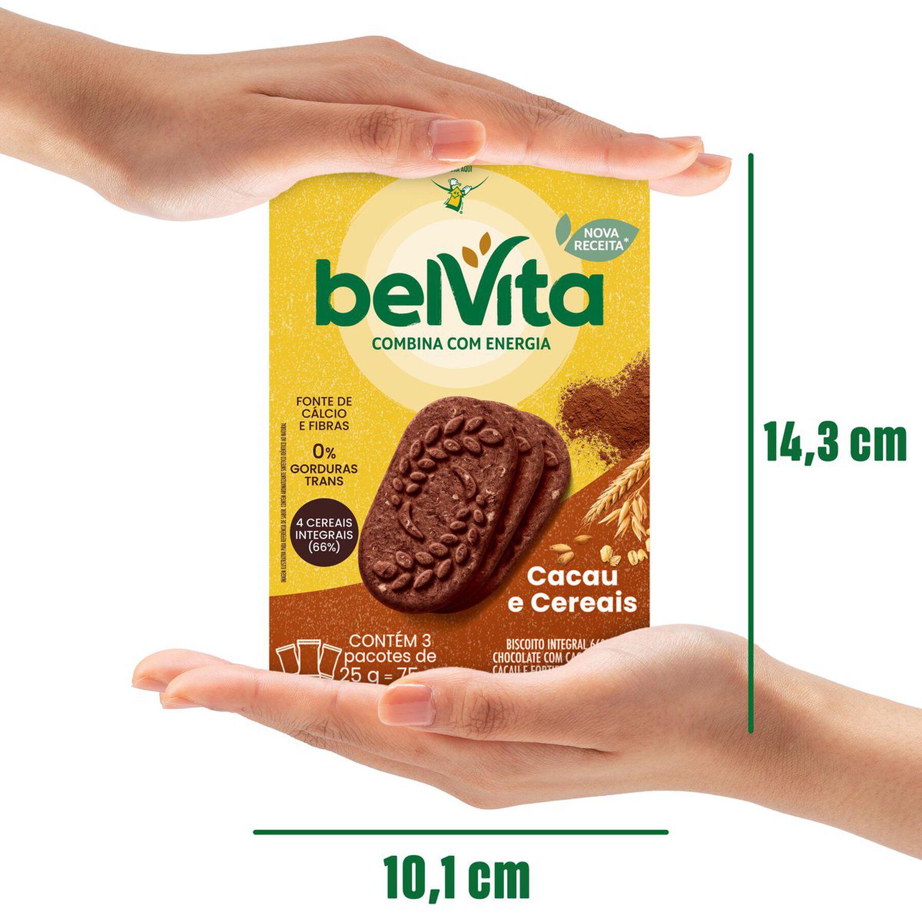 Biscoito Integral Cacau & Cereais Belvita Caixa 75g 3 Unidades