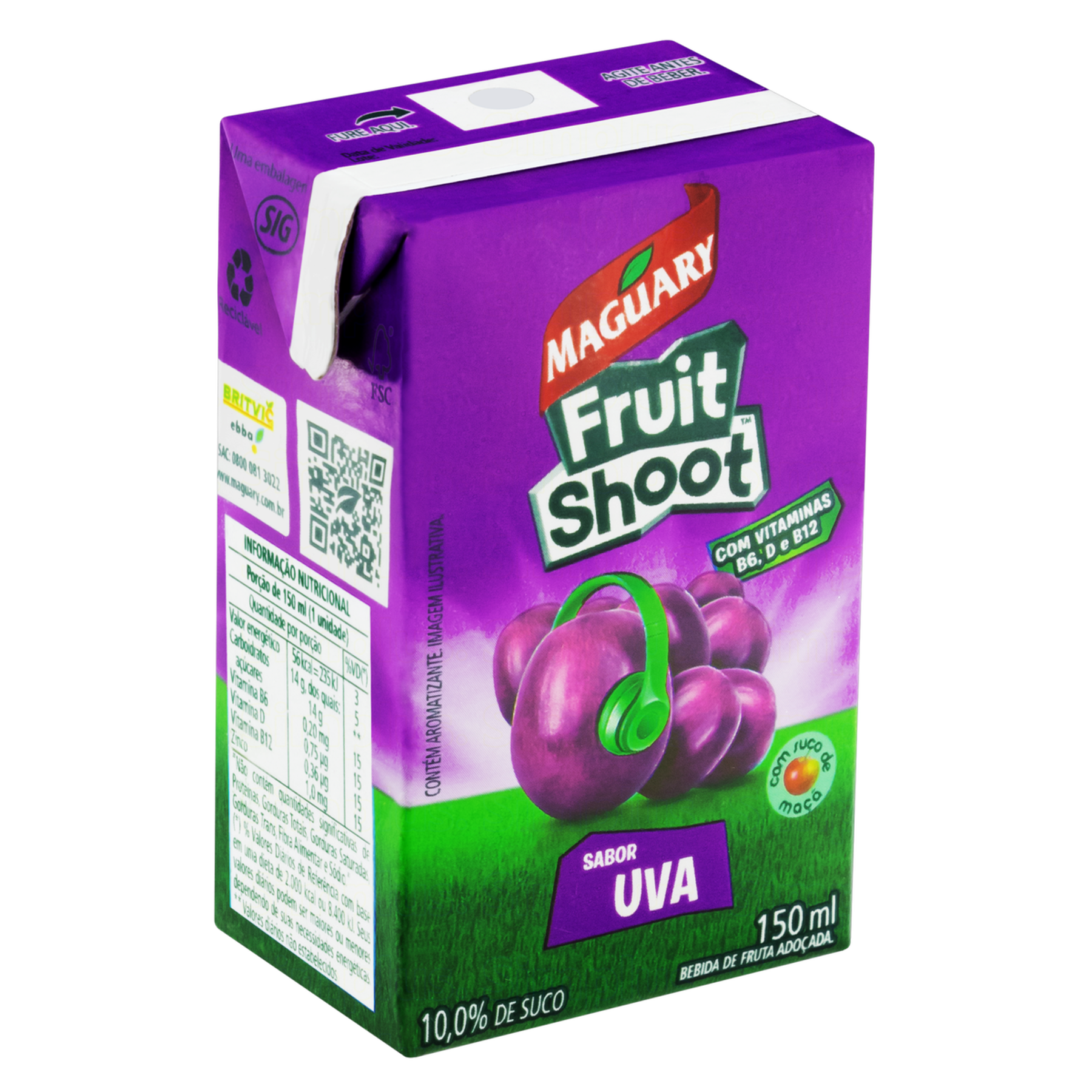 Bebida Ado&ccedil;ada Uva Fruit Shoot Maguary Caixa 150ml
