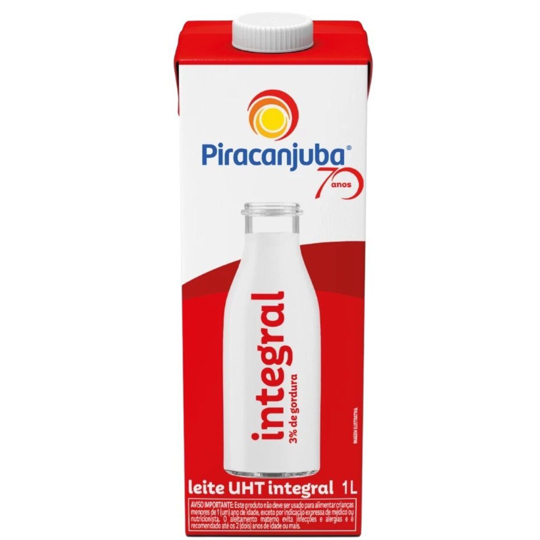 Leite UHT Integral Piracanjuba Caixa com Tampa 1l