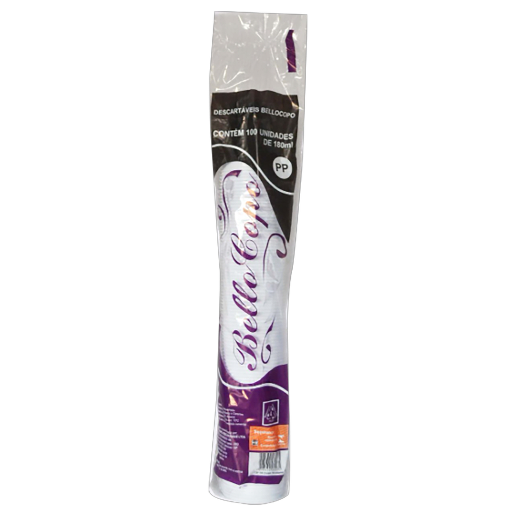Copo Pl&aacute;stico Branco Bellocopo 180ml C/100 Unidades
