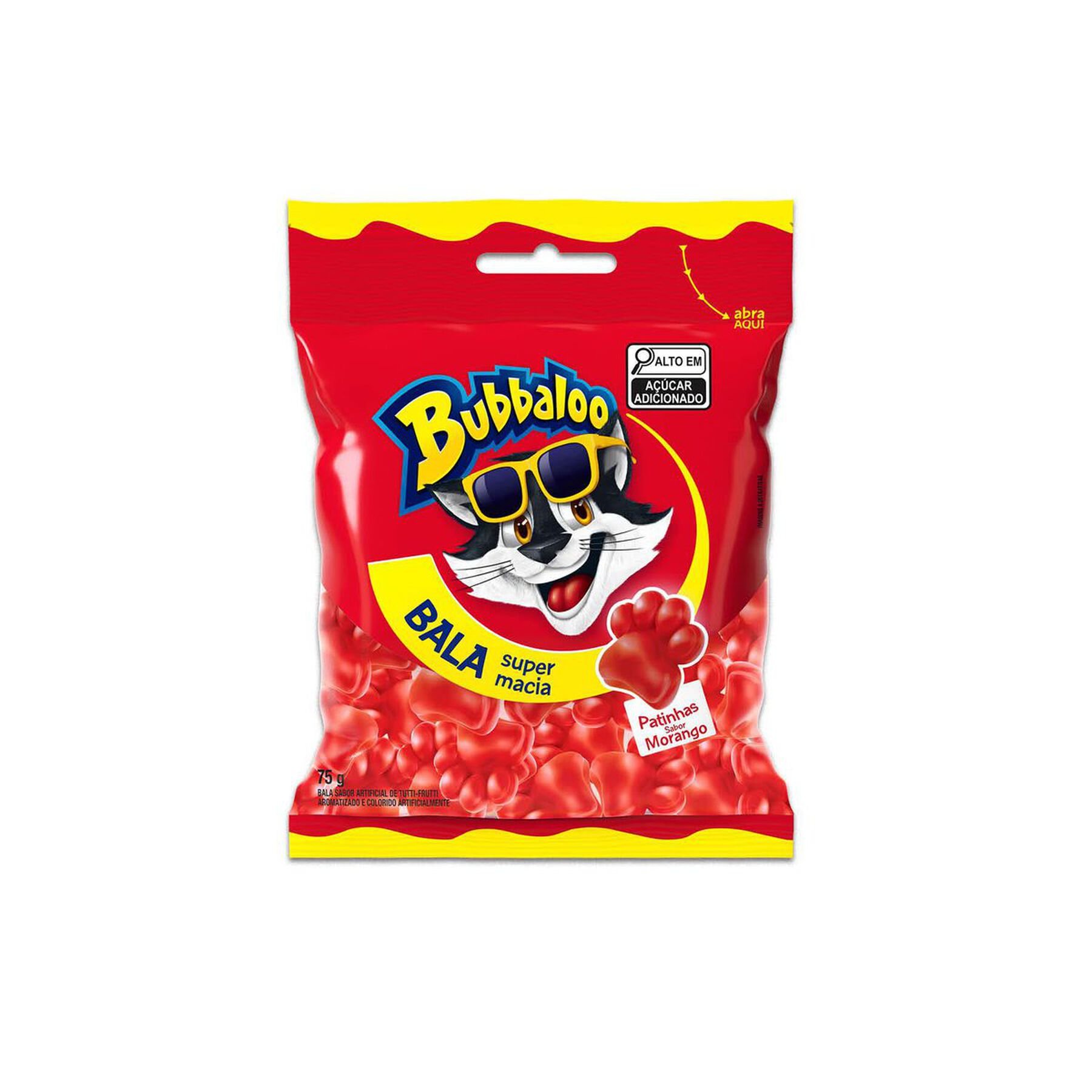Bala Morango Patinhas Bubbaloo Pacote 75g