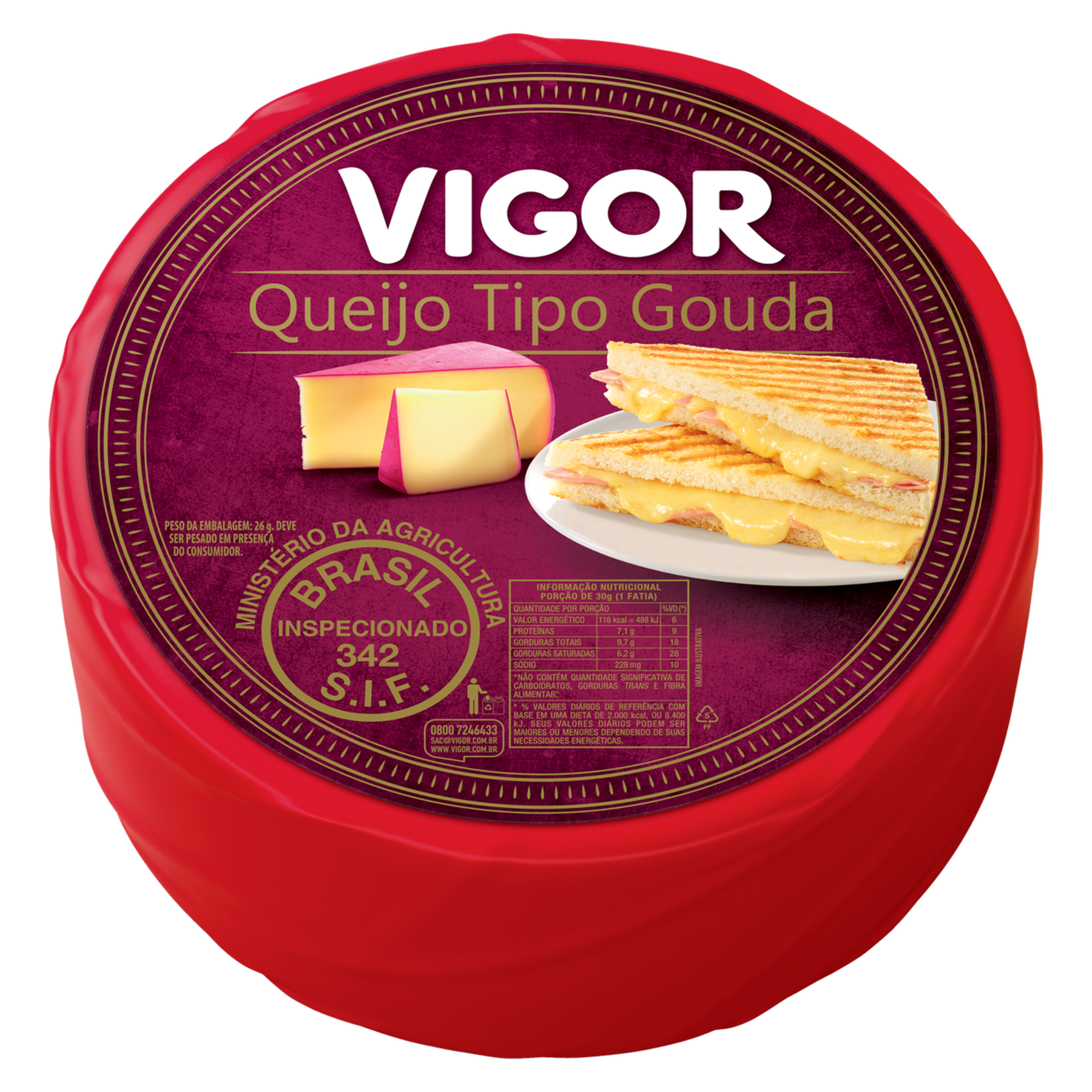 Queijo Gouda Vigor Pedaço aprox. 180g