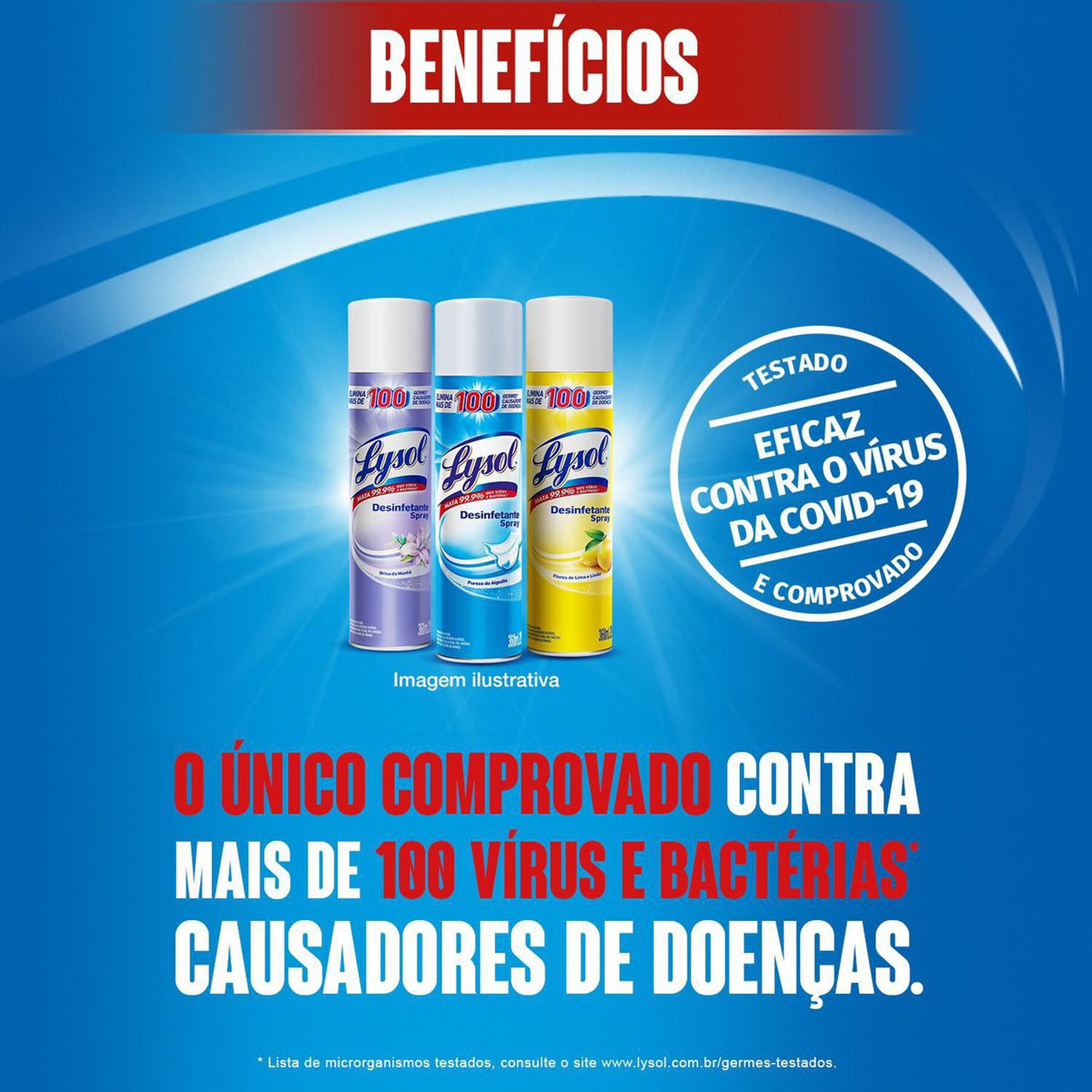 Desinfetante Uso Geral Spray Pureza do Algodão Lysol Frasco 360ml
