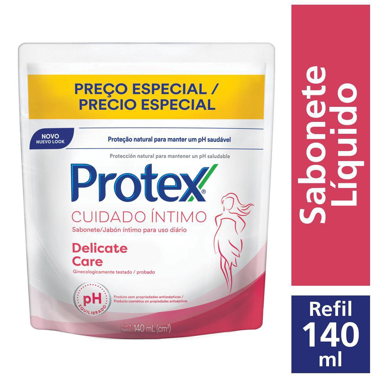 Sabonete L&iacute;quido &Iacute;ntimo Delicate Care Protex Cuidado &Iacute;ntimo Sach&ecirc; 140ml Refil