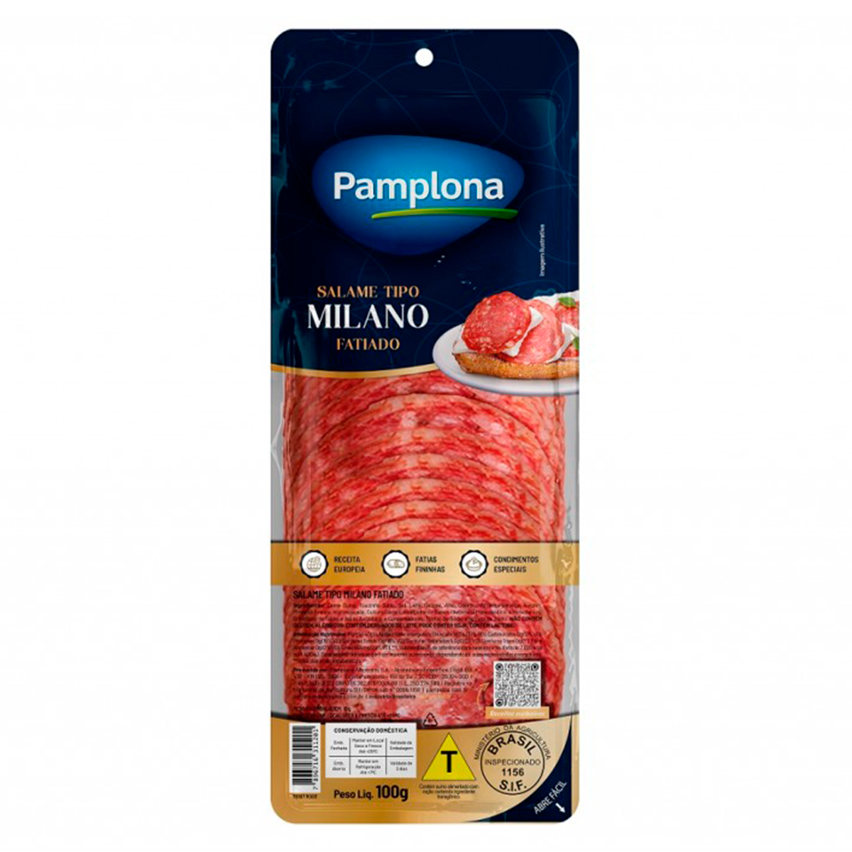 Salame Milano Fatiado Pamplona 100g