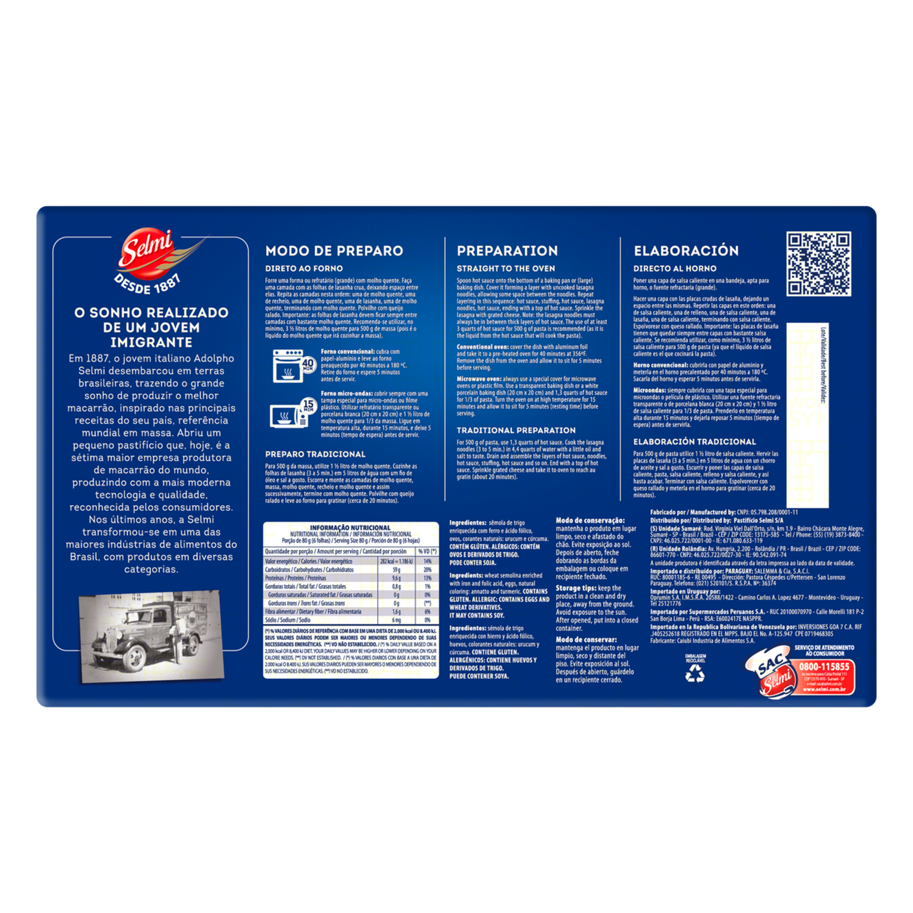 Massa de Sêmola com Ovos para Lasanha Renata 500g