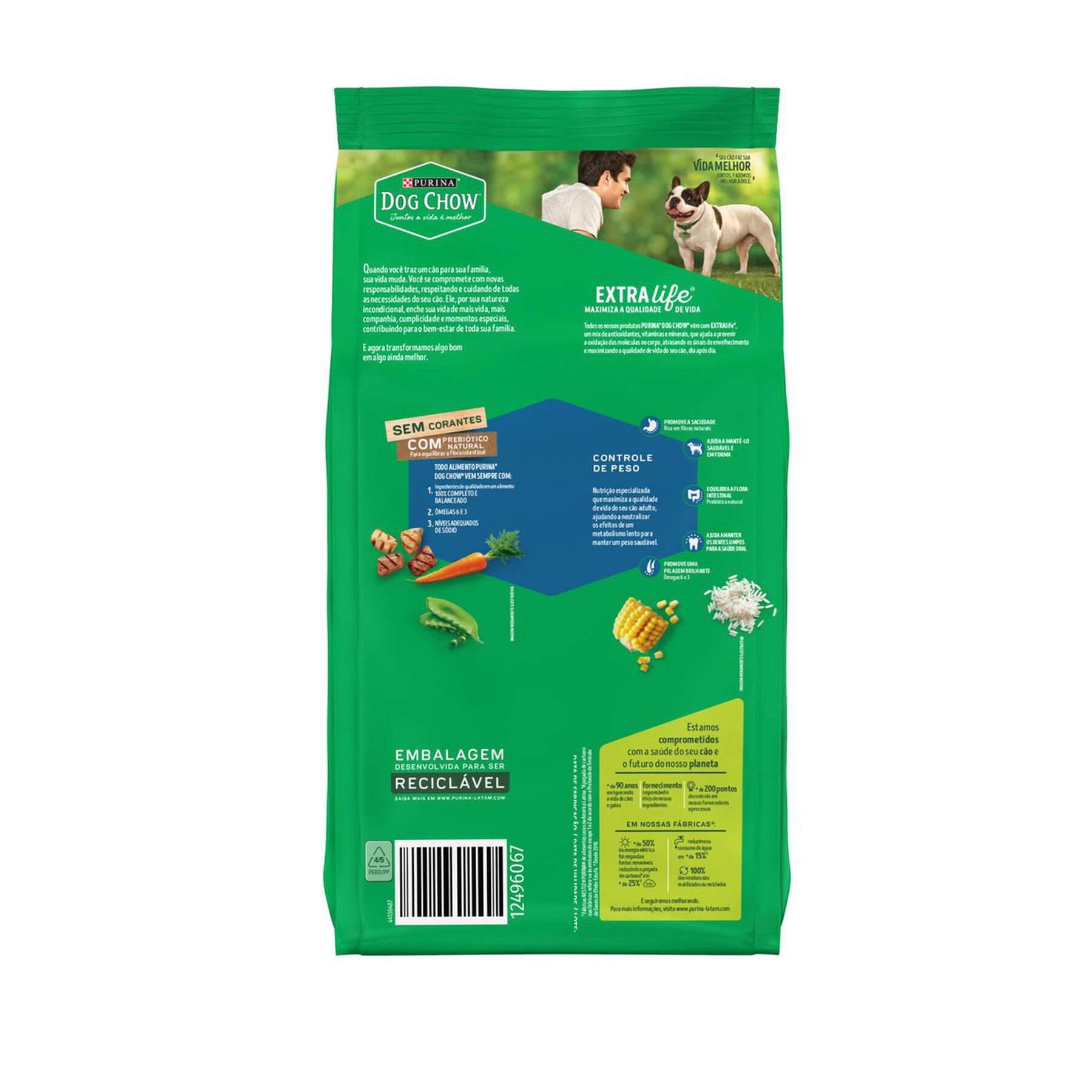 Alimento para C&atilde;es Adultos Todos os Tamanhos Carne, Frango e Arroz Purina Dog Chow Extra Life Pacote 1kg