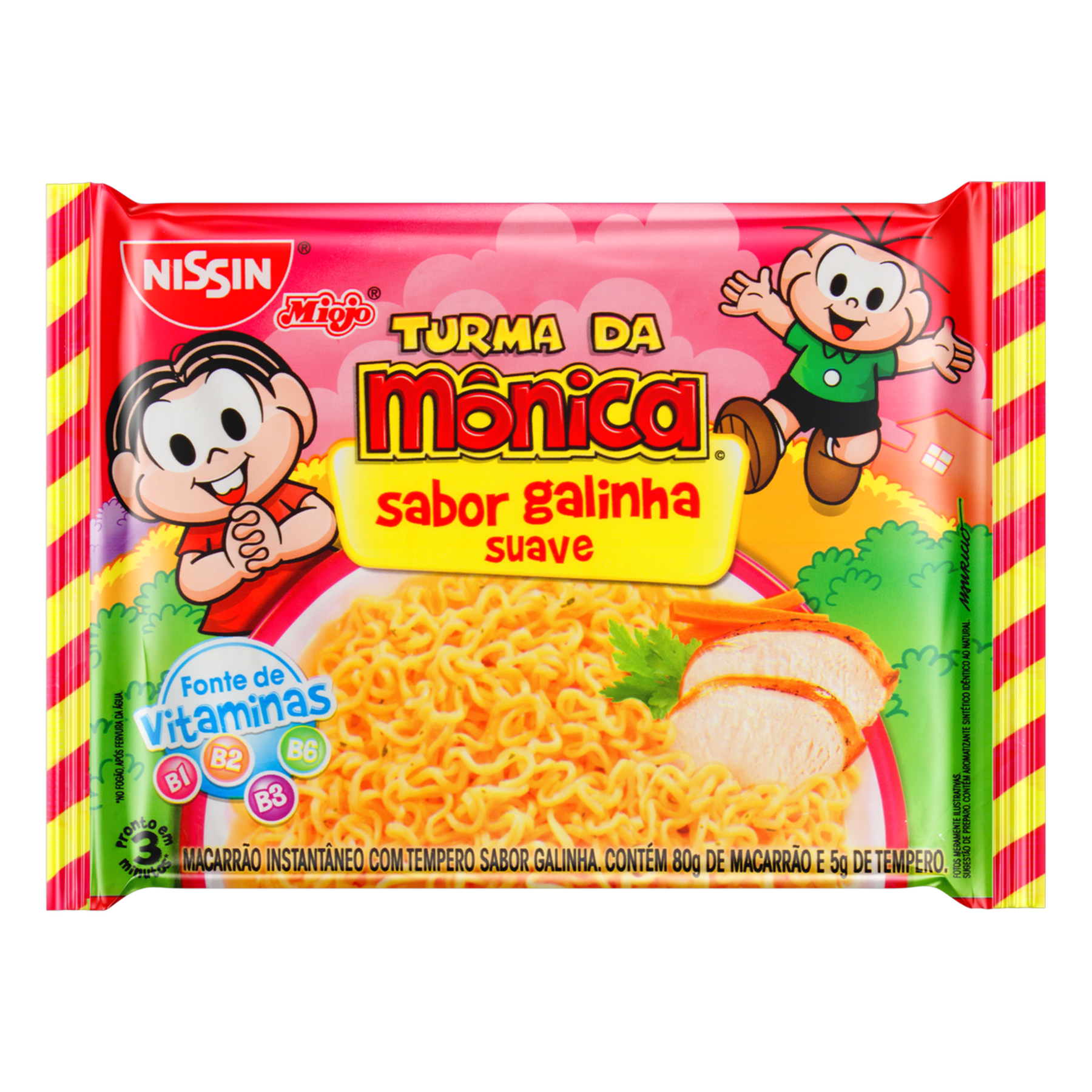 Macarrão Instantâneo Galinha Suave Turma da Mônica Nissin Miojo Pacote 85g