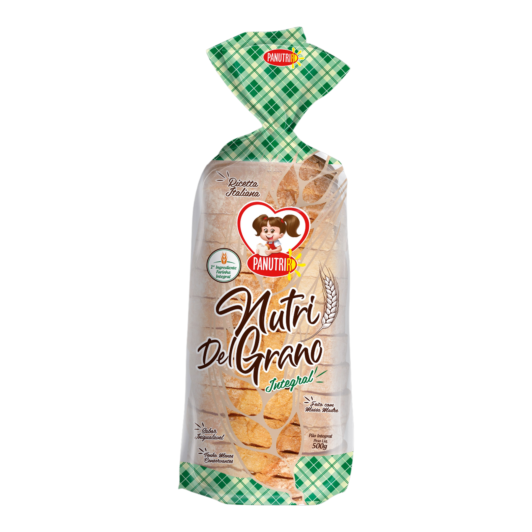 P&atilde;o de Forma Integral Artesanal Nutri Del Grano Panutrir Pacote 500g