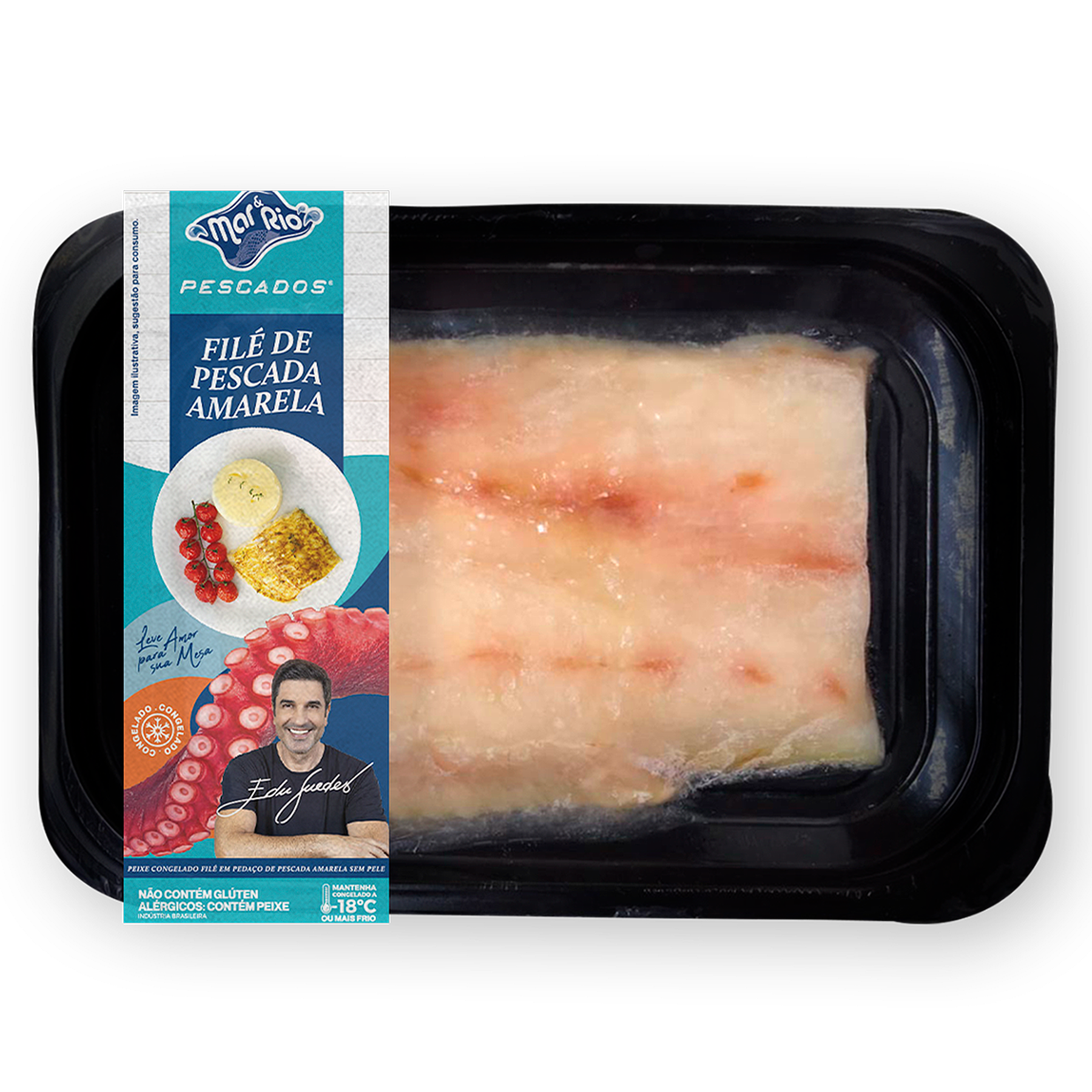 Fil&eacute; de Pescada Amarela em Peda&ccedil;o sem Pele Congelado Mar&Rio Pescados Bandeja 300g