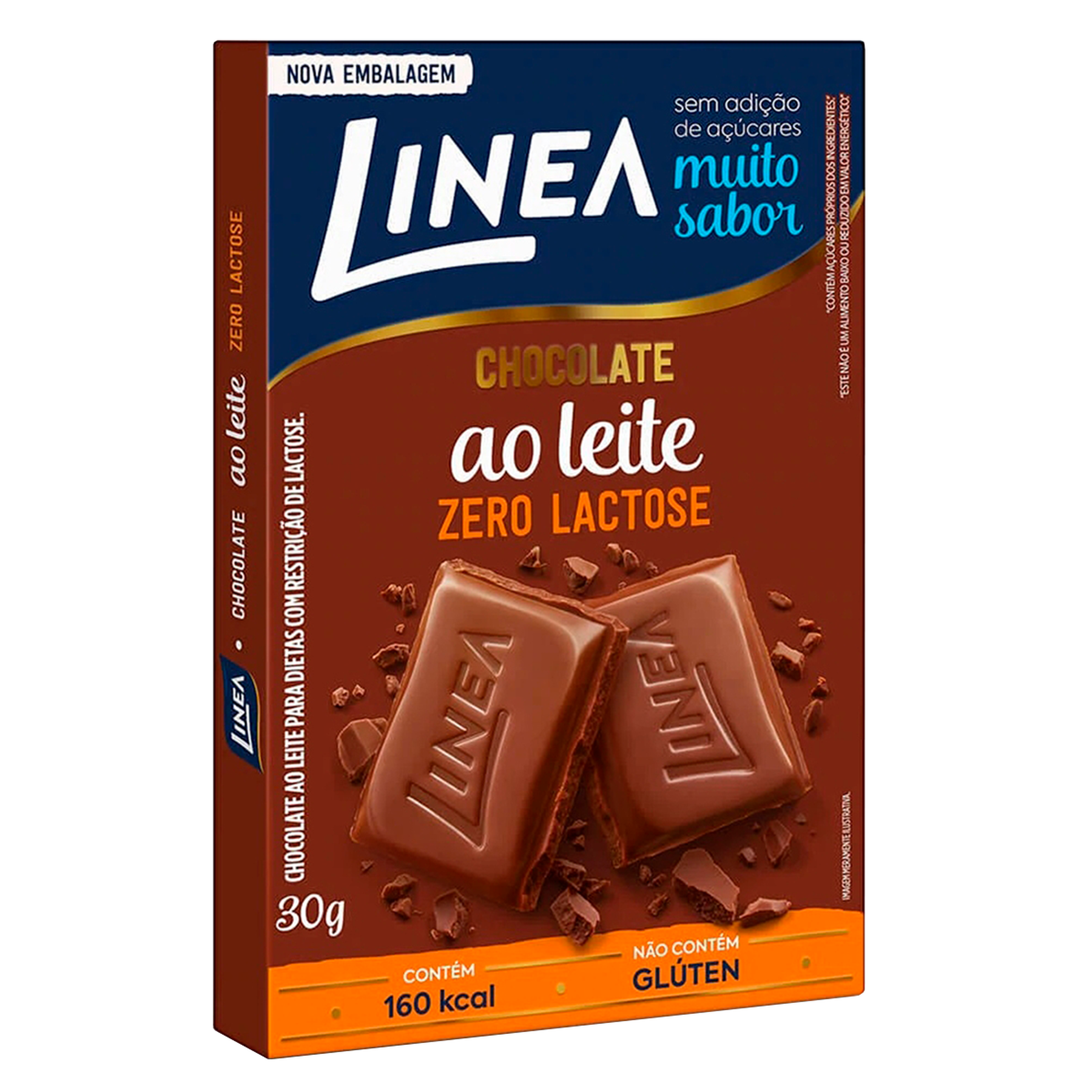 Chocolate Ao Leite Zero Lactose Sem Açúcar Linea Caixa 30g