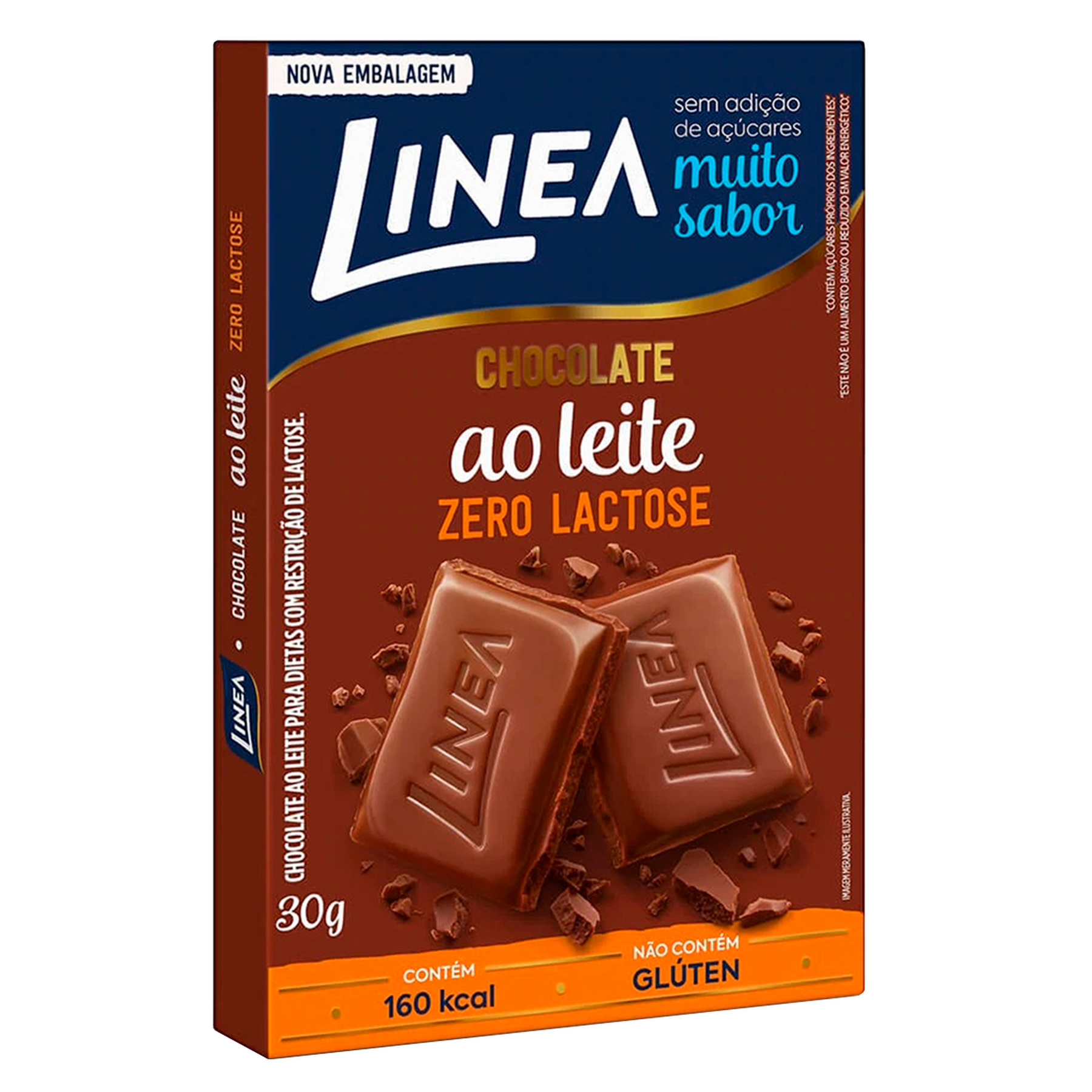 Chocolate ao Leite Zero Lactose Sem A&ccedil;&uacute;car Linea Caixa 30g