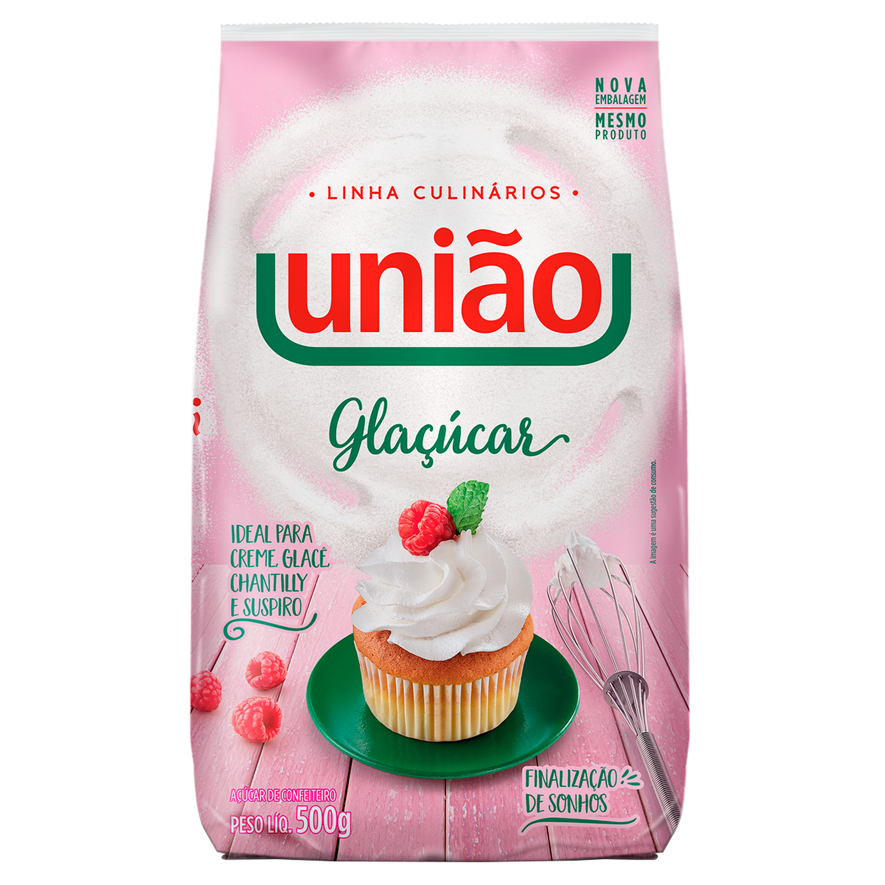 Açúcar de Confeiteiro Glaçúcar União Pacote 500g