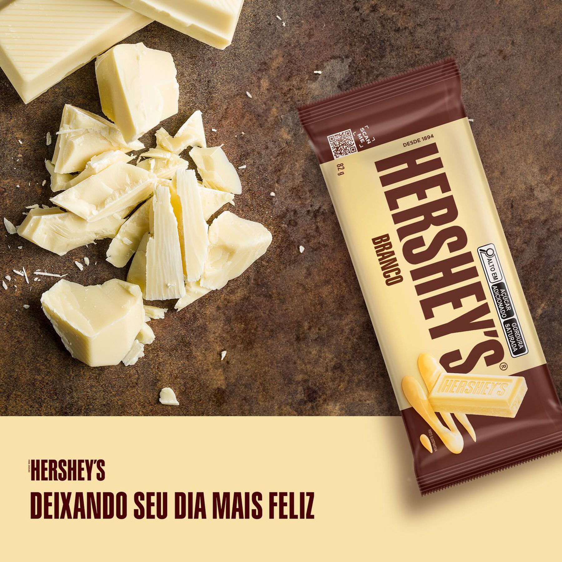 Barra de Chocolate Branco Hershey's Pacote 82g