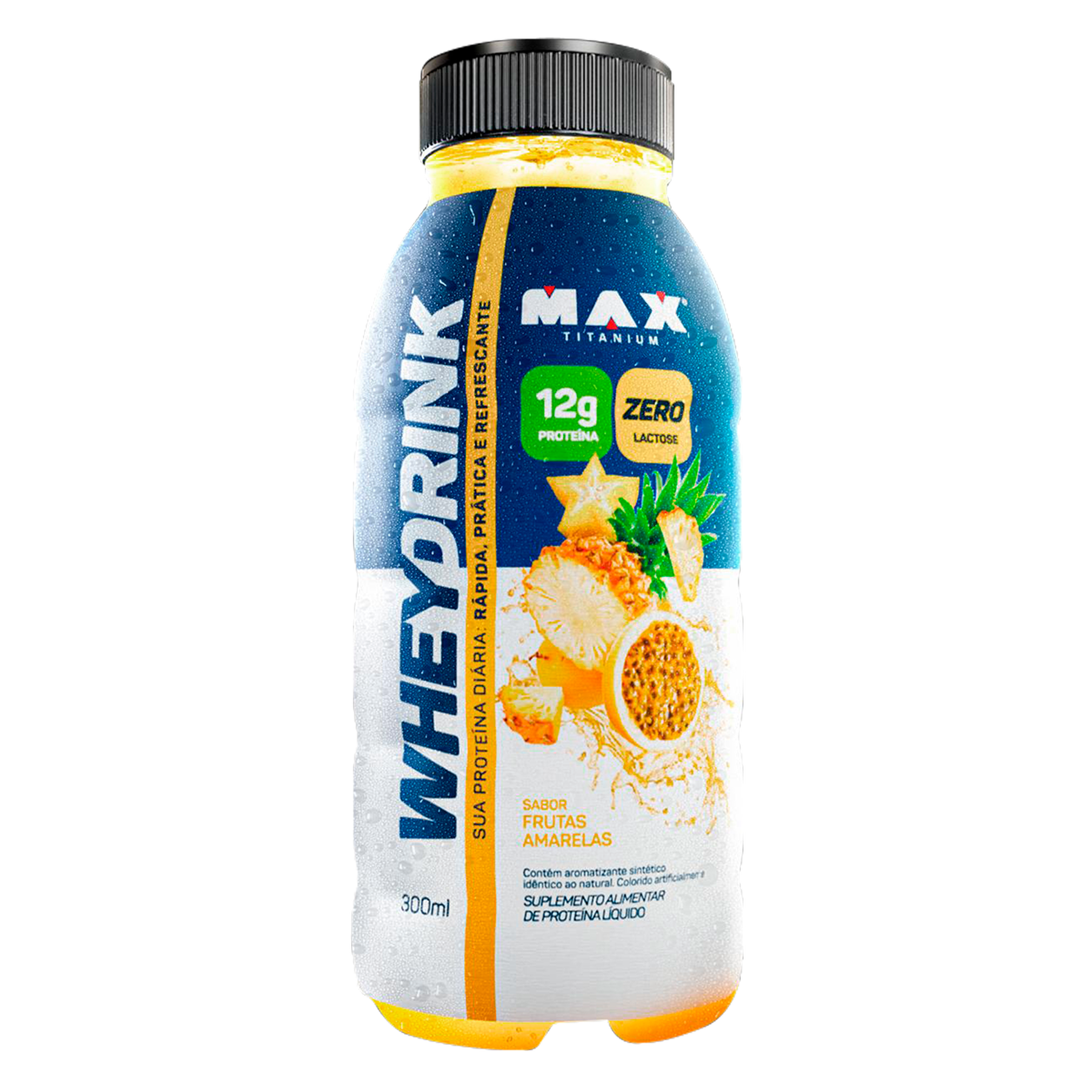 Whey Drink Frutas Amarelas Zero Lactose Max Titanium Garrafa 300ml
