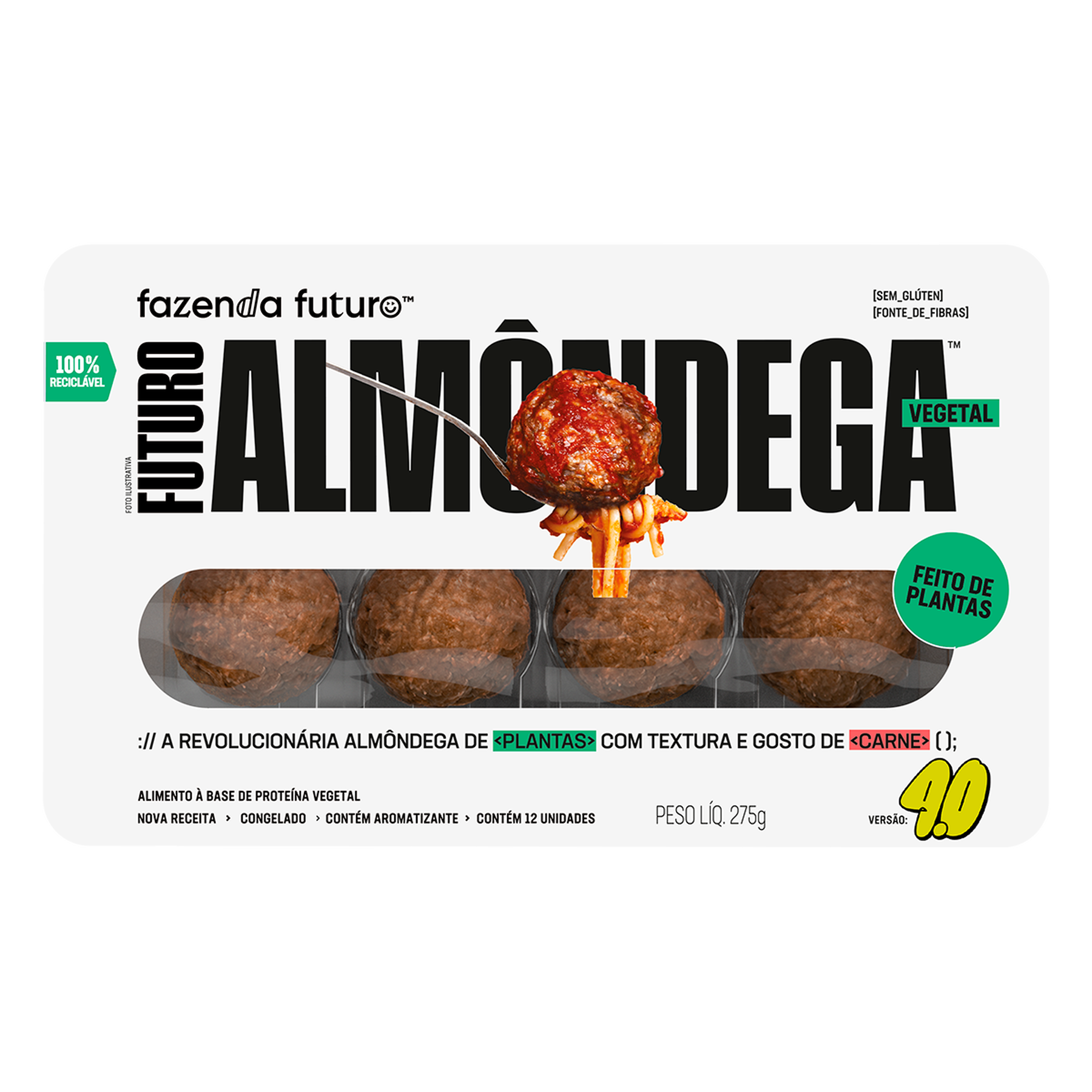 Almôndega Vegetal Fazenda Futuro Bandeja 275g C/11 Unidades