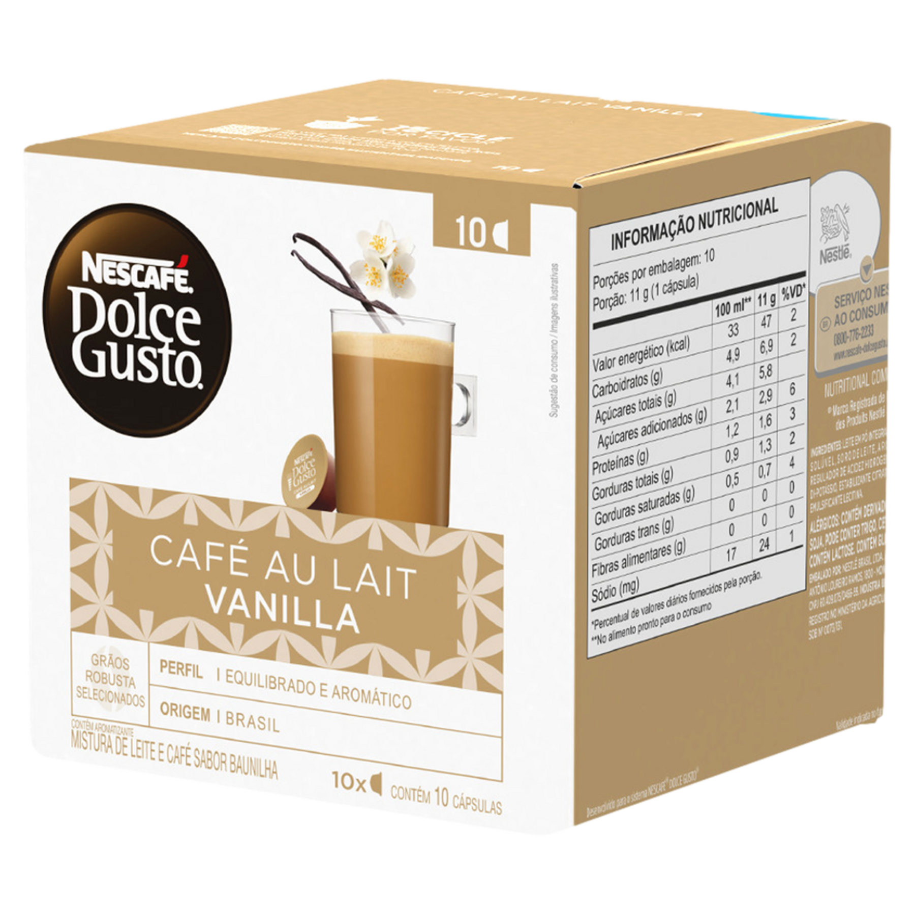 Caf&eacute; au Lait em C&aacute;psula Vanilla Nescaf&eacute; Dolce Gusto Caixa C/10 Unidades