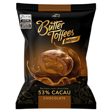 Bala Chocolate Recheio Chocolate 53% Cacau Butter Toffees Intense Pacote 90g