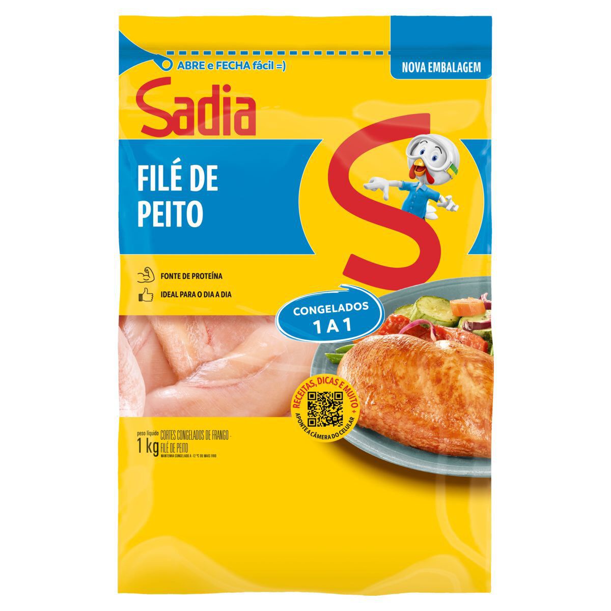 Fil&eacute; de Peito de Frango Congelado sem Pele sem Osso Sadia 1kg