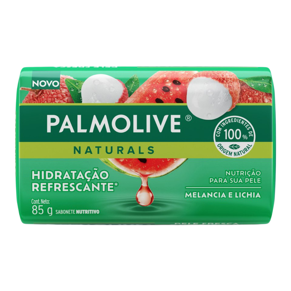 Sabonete Barra Melancia e Lichia Palmolive Naturals Hidrata&ccedil;&atilde;o Refrescante Envolt&oacute;rio 85g