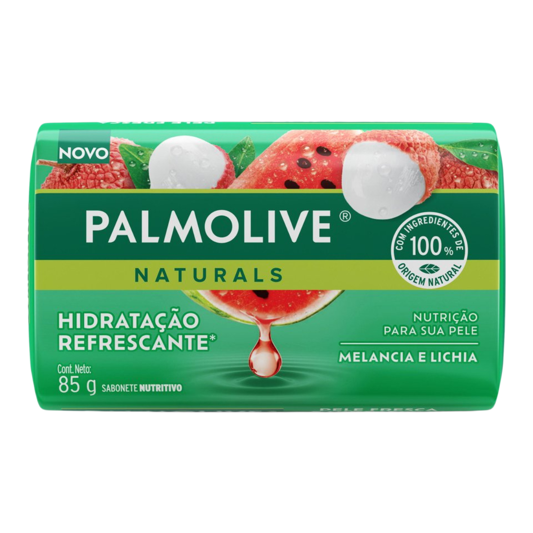 Sabonete Barra Melancia e Lichia Palmolive Naturals Hidrata&ccedil;&atilde;o Refrescante Envolt&oacute;rio 85g