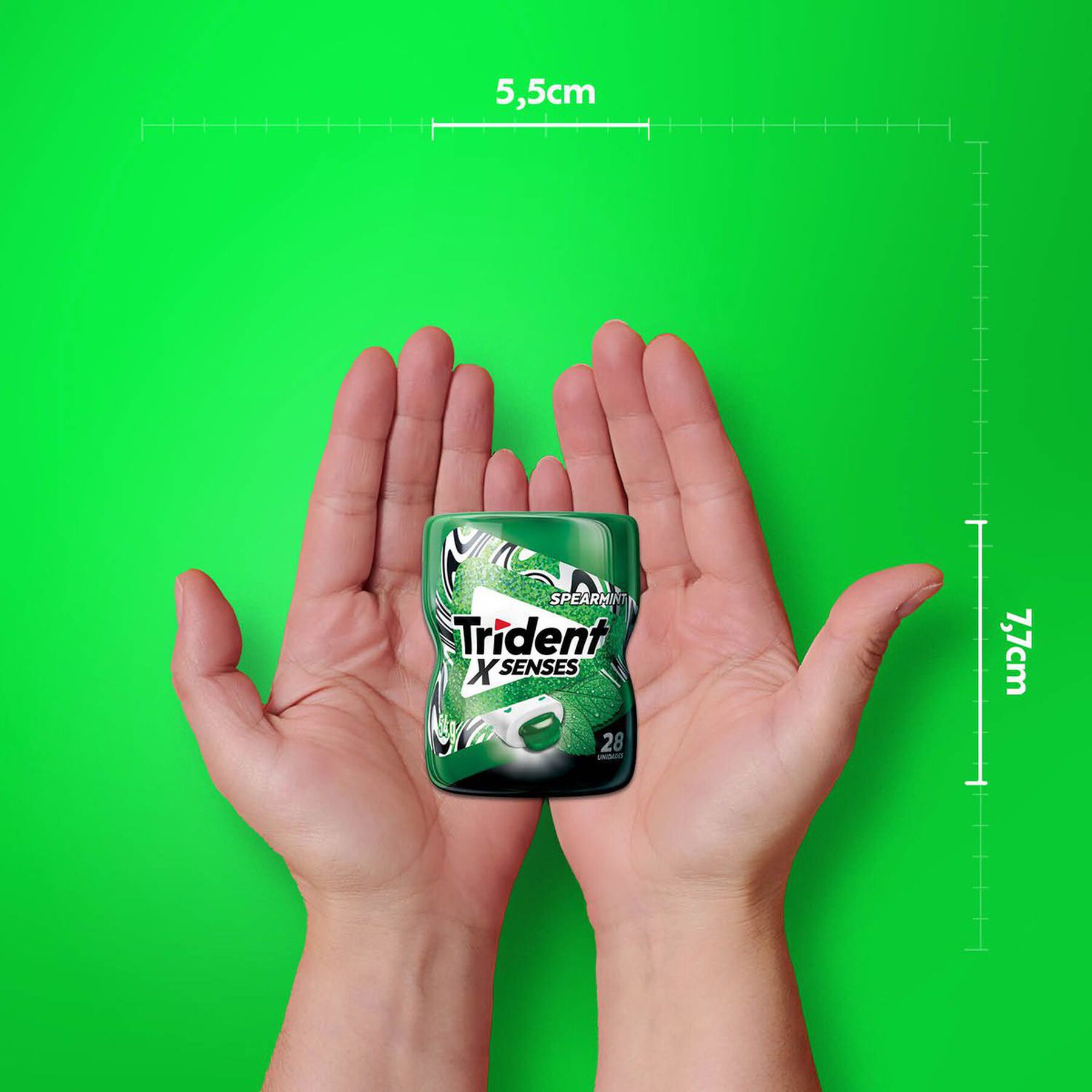 Chiclete Trident XSenses Spearmint Sem Açúcar Garrafa 54g