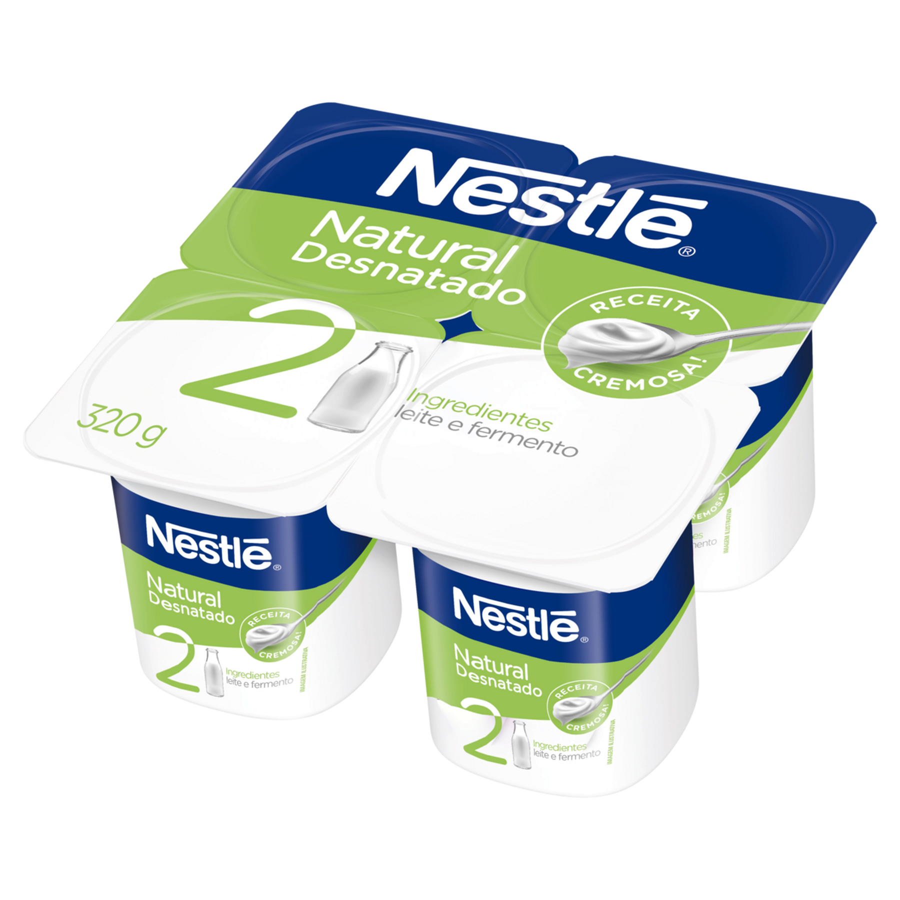 Iogurte Desnatado Natural Nestl&eacute; Bandeja 320g C/4 Unidades