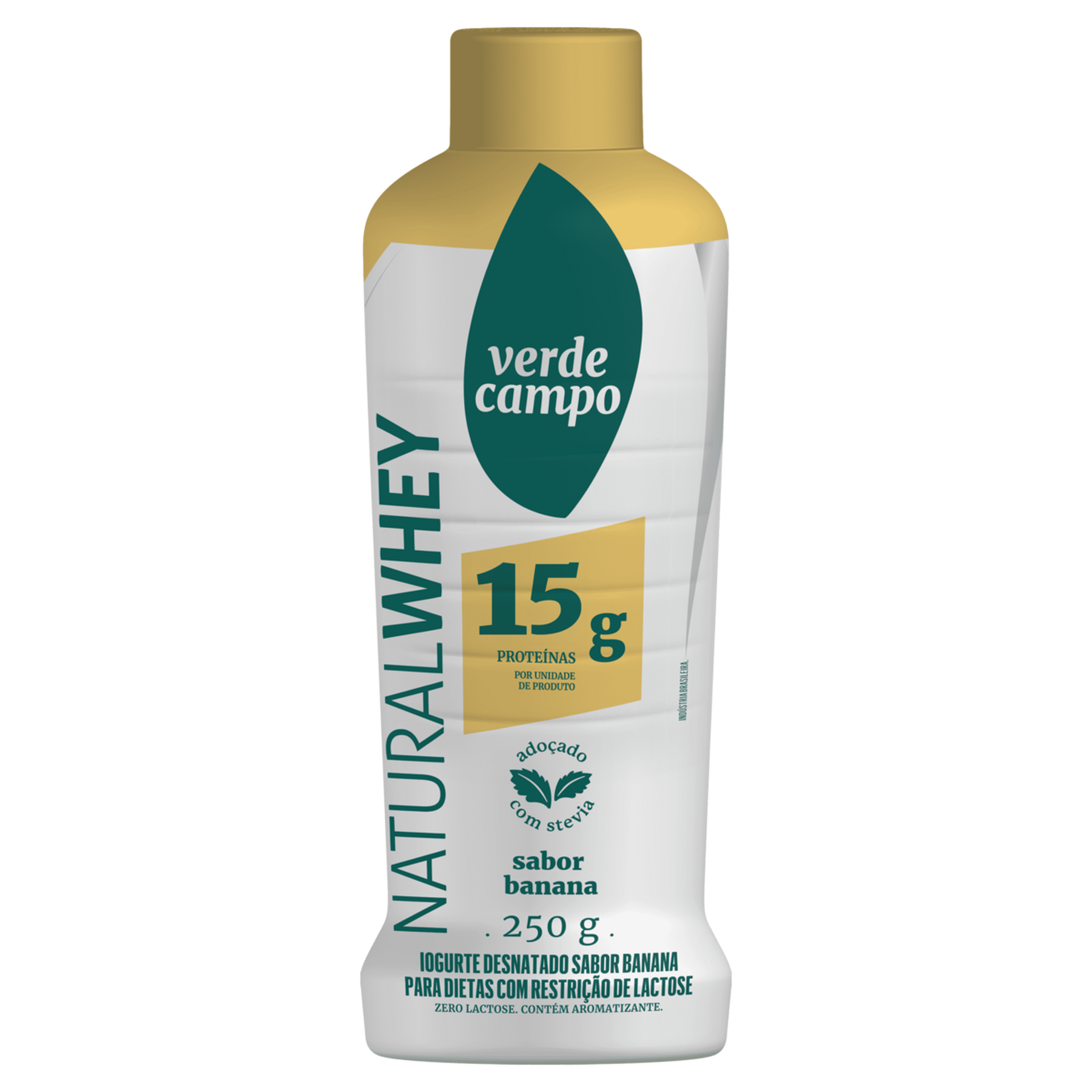 Iogurte Desnatado Banana Zero Lactose Verde Campo Natural Whey 14g de Prote&iacute;na Frasco 250g