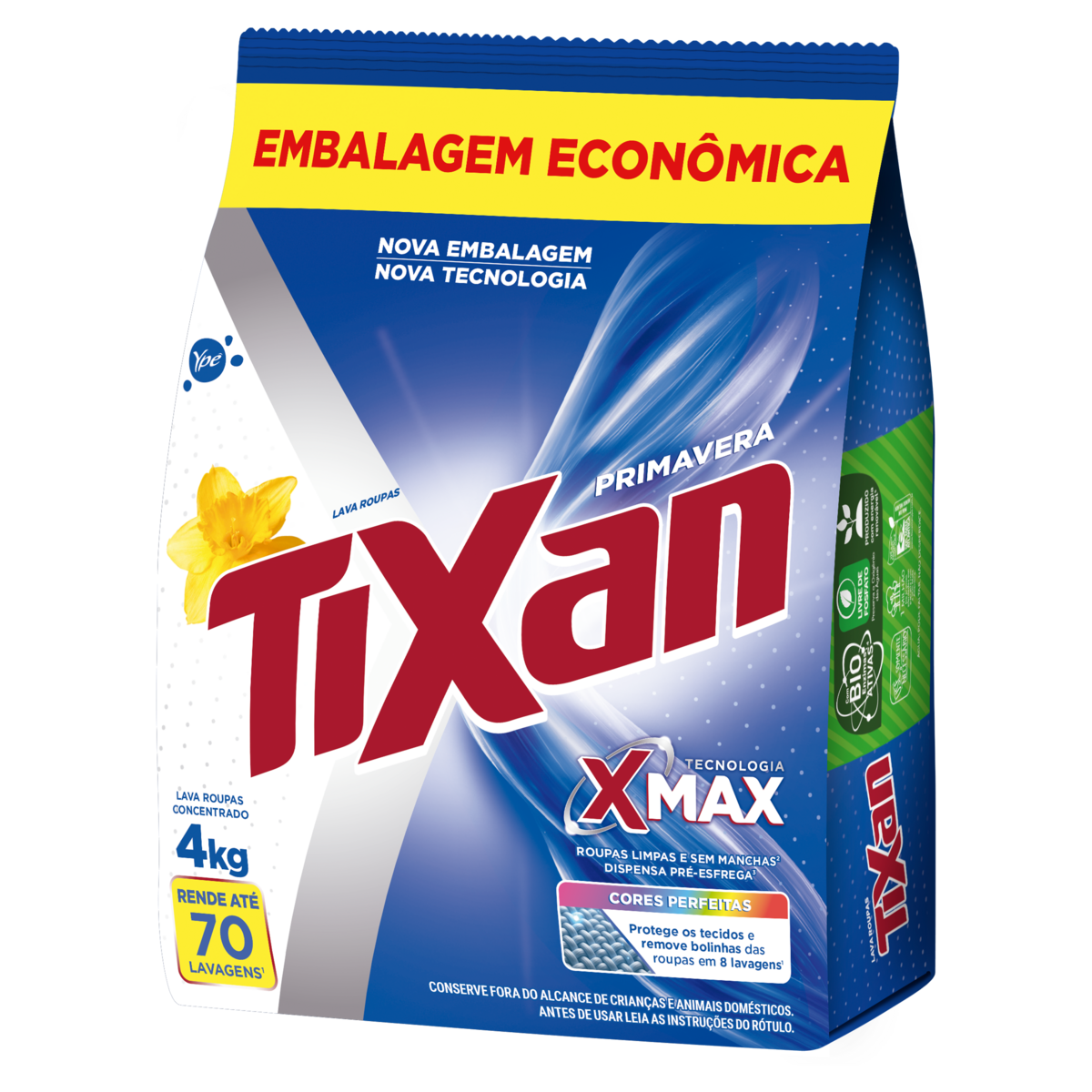 Lava Roupas em P&oacute; Concentrado Primavera Tixan Yp&ecirc; Pacote 4kg - Embalagem Econ&ocirc;mica