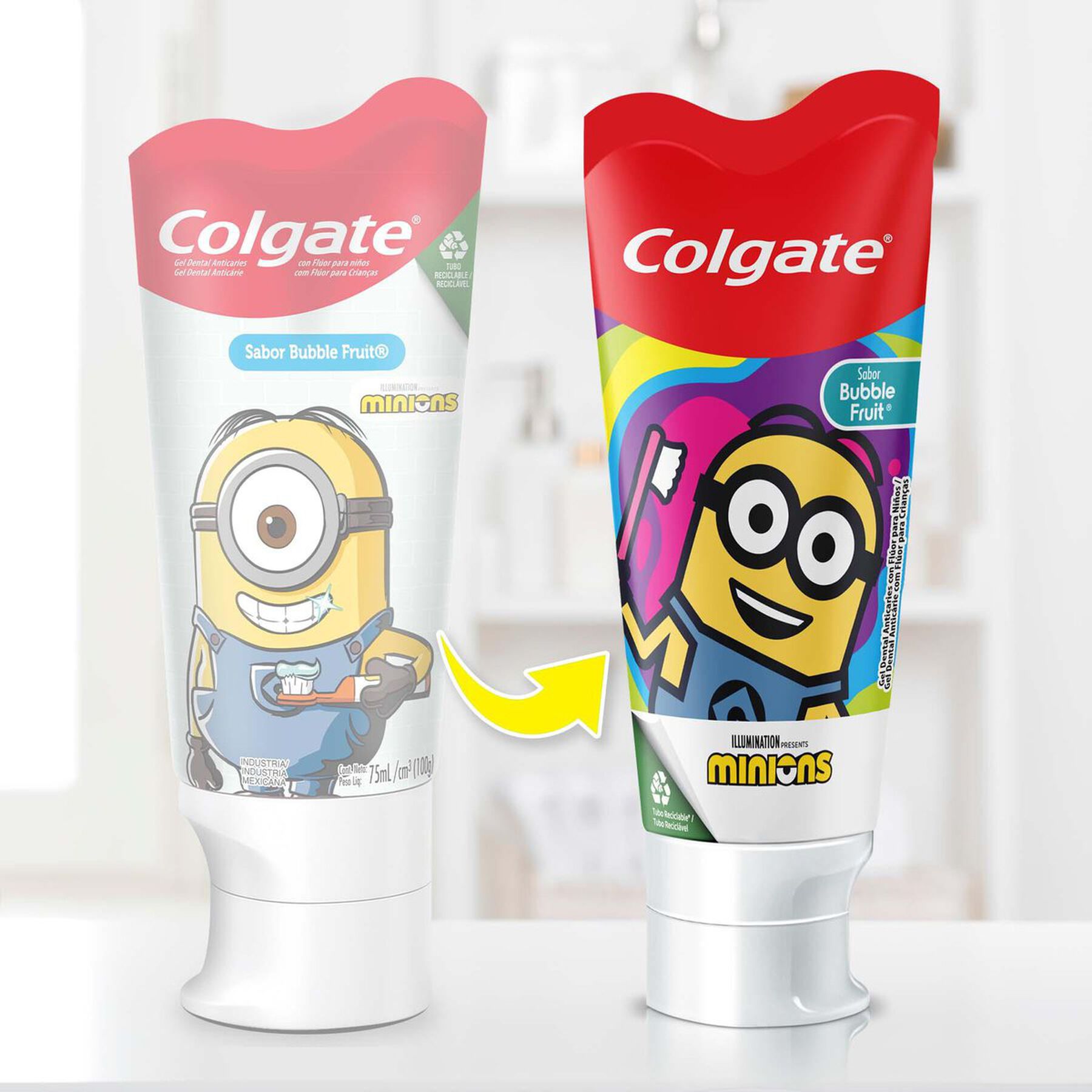 Gel Dental Infantil com Flúor Bubble Fruit Minions Colgate Smiles Bisnaga 100g