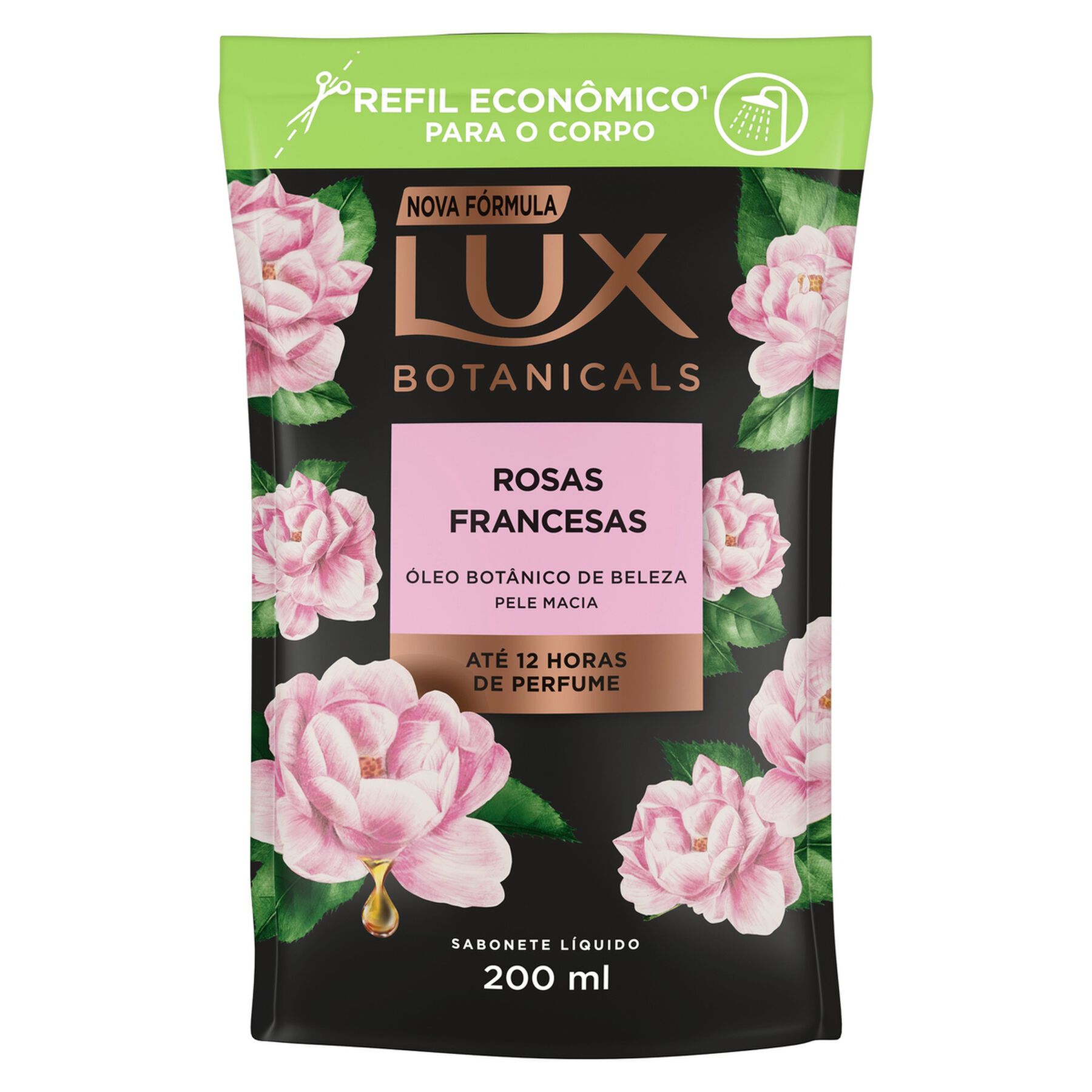 Sabonete L&iacute;quido Rosas Francesas Lux Botanicals Sach&ecirc; 200ml Refil