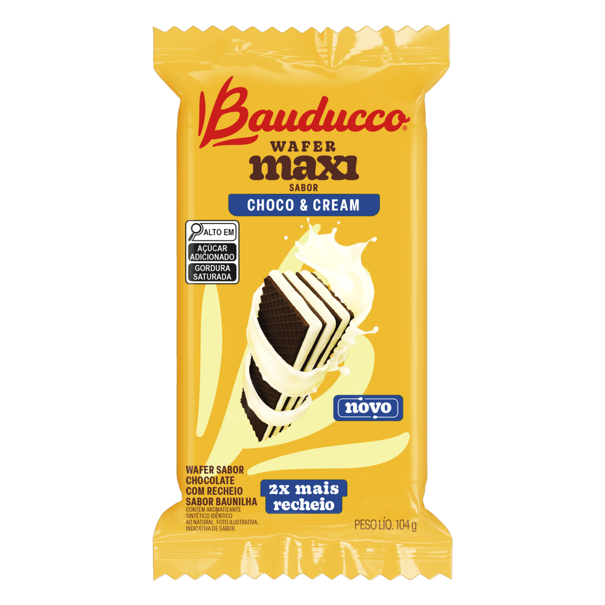 Biscoito Wafer Recheio Choco e Cream Bauducco Maxi Pacote 104g