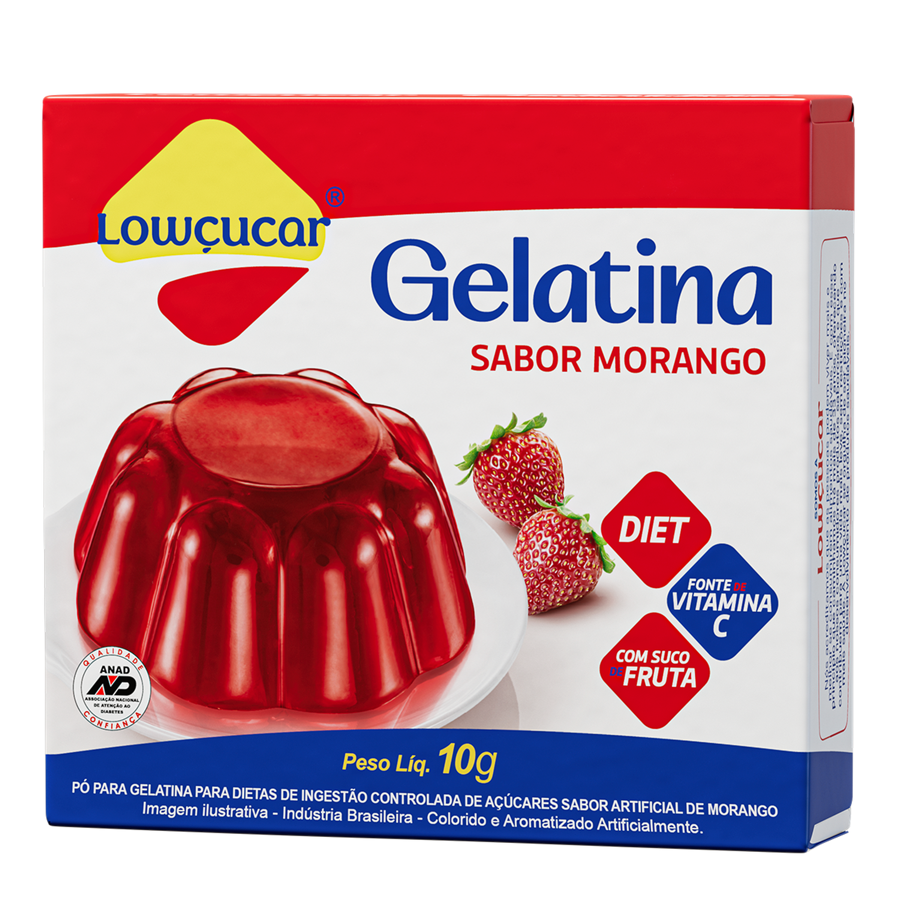 Gelatina em Pó Morango Zero Açúcar Lowçucar Caixa 10g