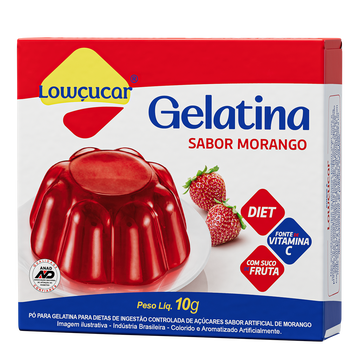 Gelatina em Pó Morango Zero Açúcar Lowçucar Caixa 10g