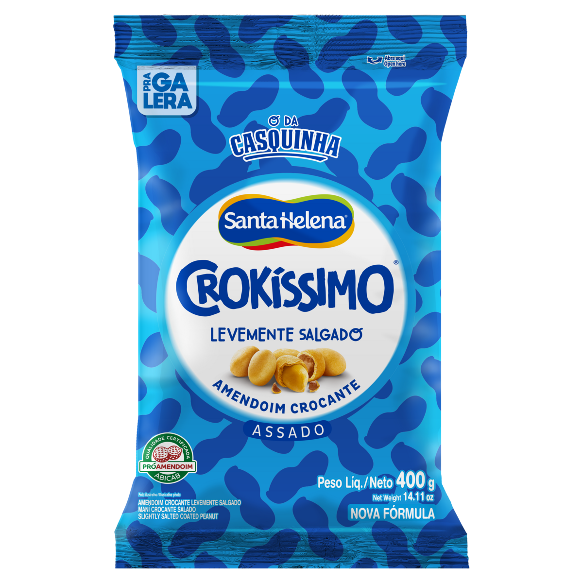 Amendoim Crocante Salgado Crok&iacute;ssimo Santa Helena Pacote 400g