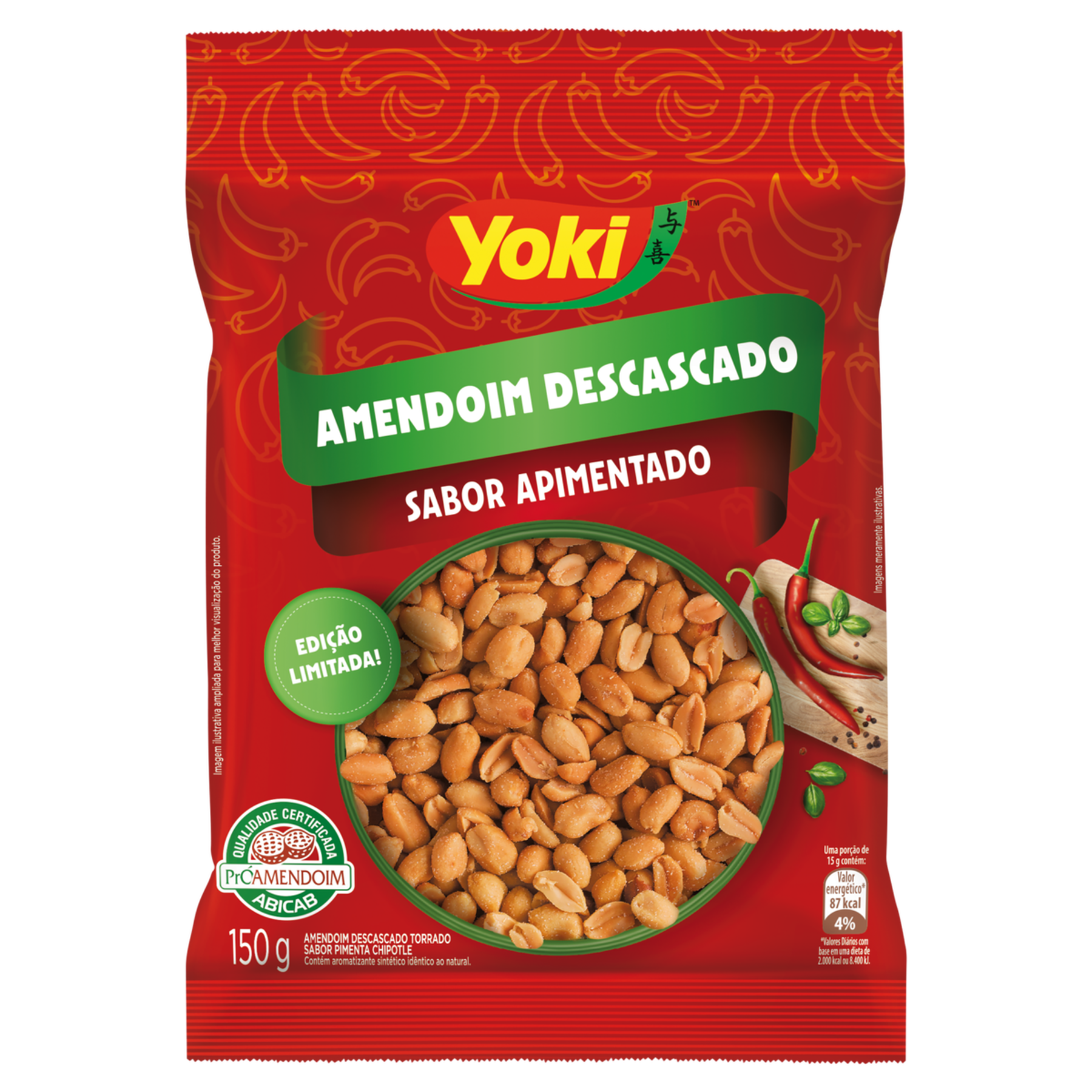 Amendoim Descascado Torrado Apimentado Yoki Pacote 150g