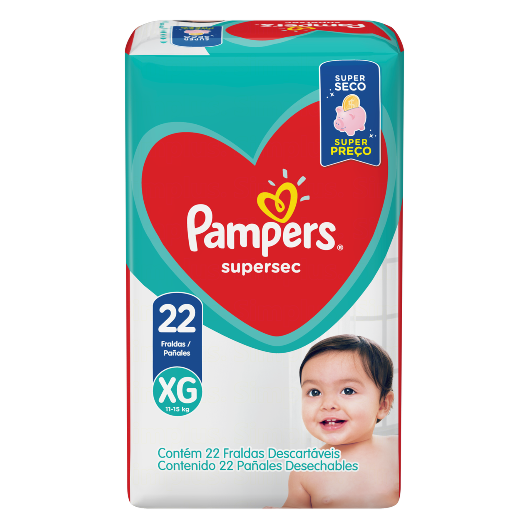 Fralda Descartável Infantil Pampers Supersec XG Pacote 22 Unidades