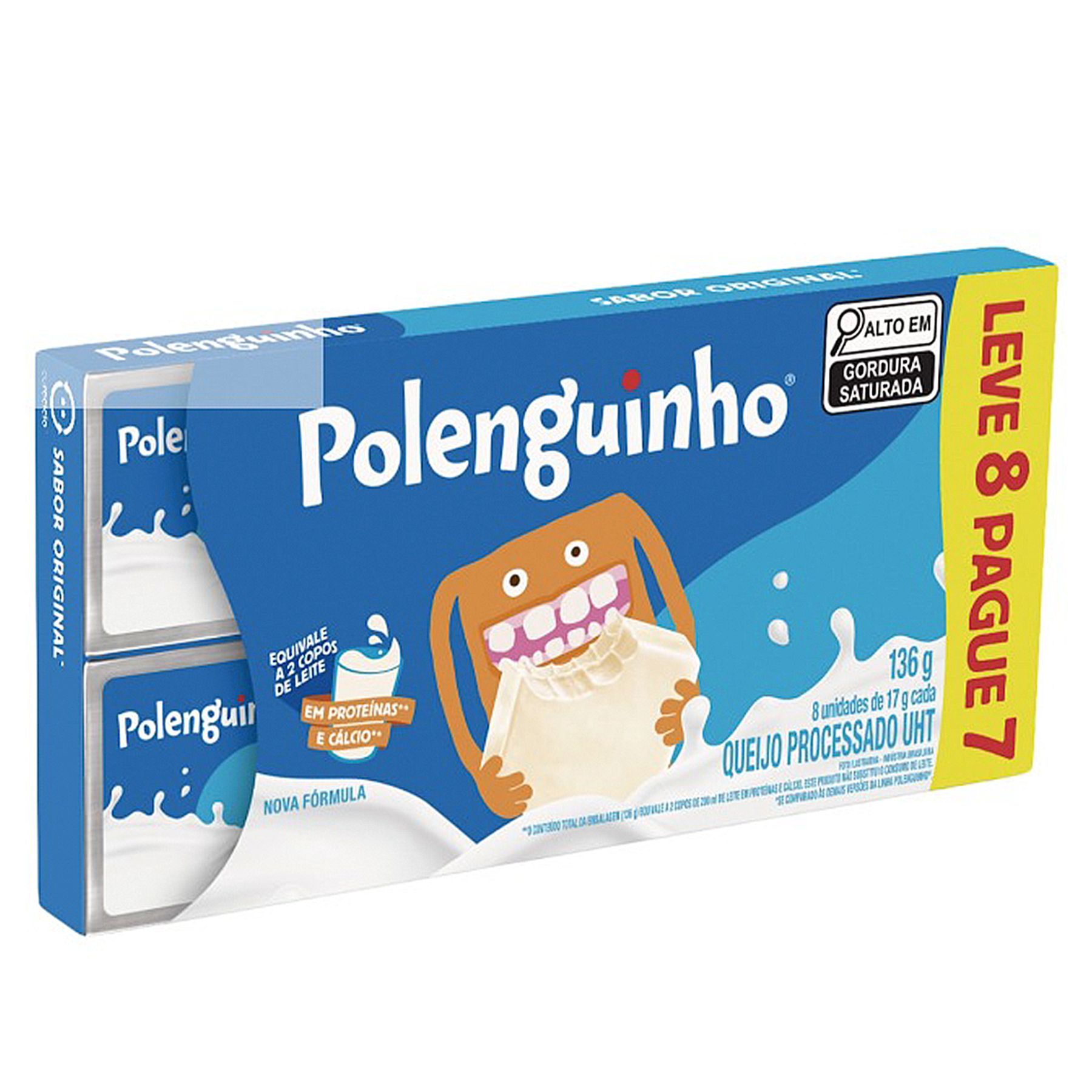 Queijo Processado UHT Original Polenguinho 136g C/8 Unidades - Embalagem Leve 8 Pague 7