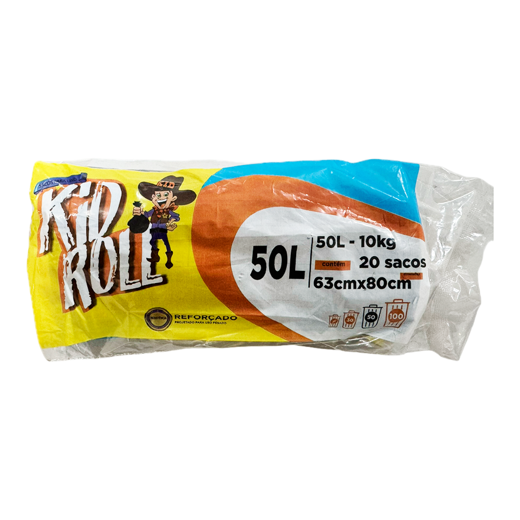 Saco Lixo Rolo Kid Roll 50l Pacote 20 Unidades