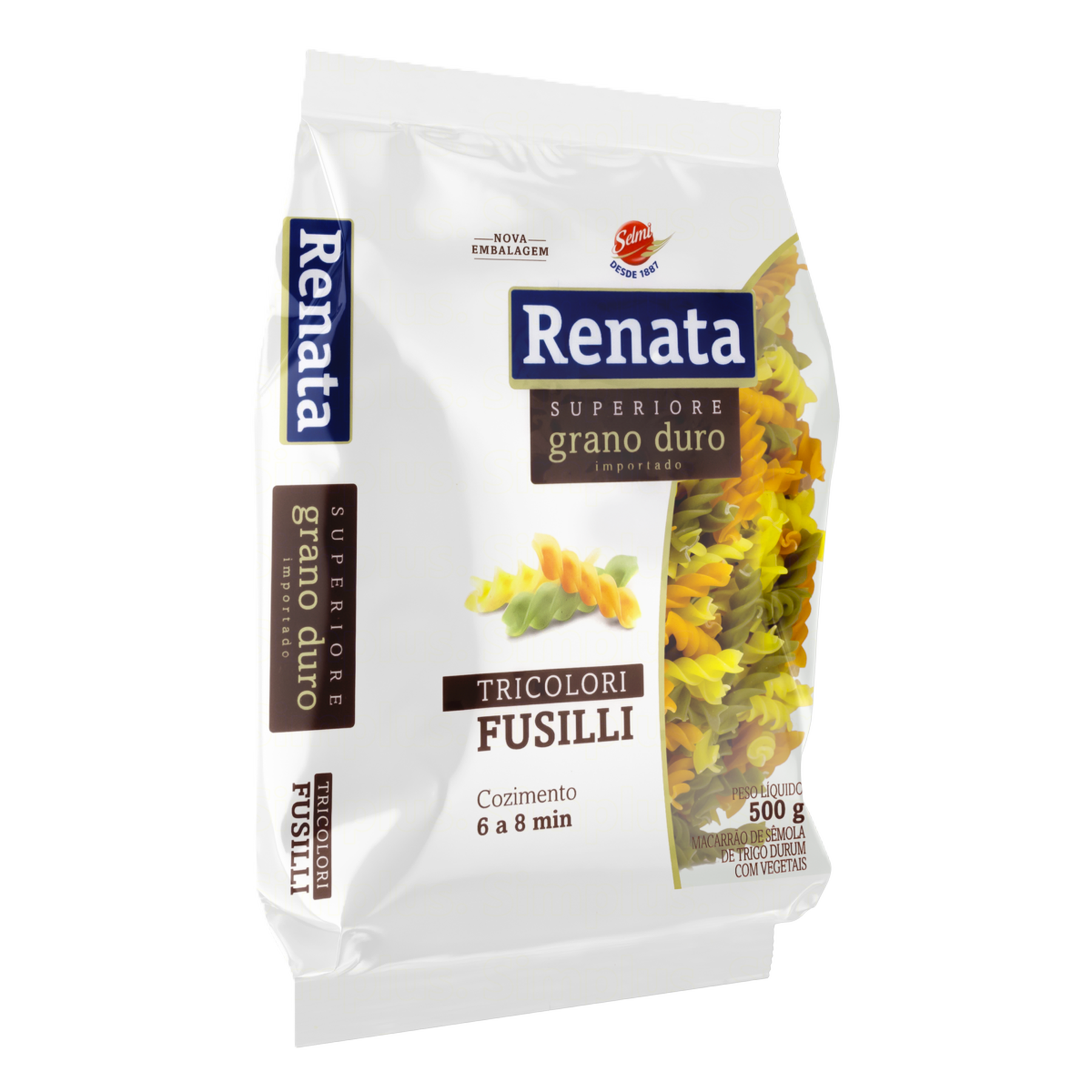 Macarrão de Sêmola de Trigo com Vegetais Grano Duro Tricolori Fusilli Renata Superiore Pacote 500g