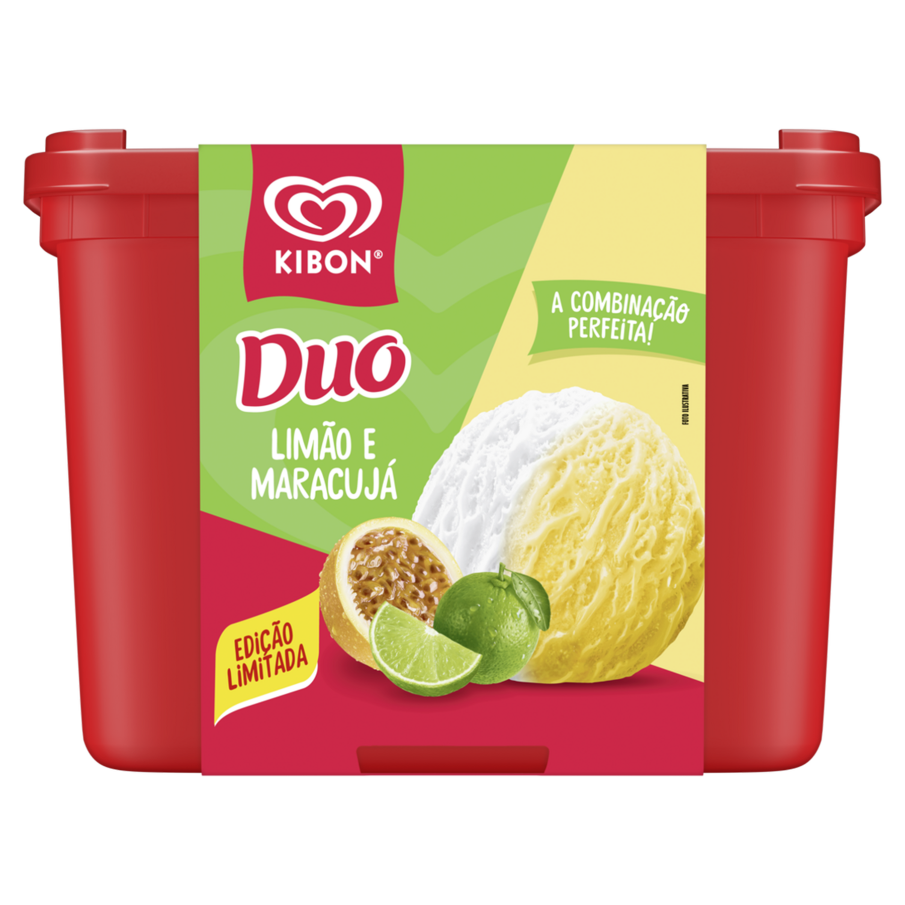 Sorvete Lim&atilde;o e Maracuj&aacute; Duo Kibon Pote 1,5l